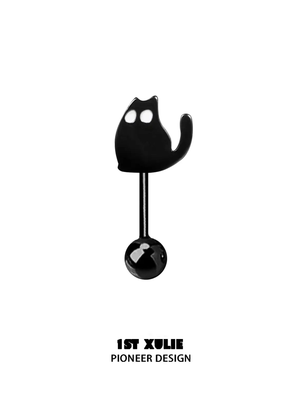 Ghost Black Cat S925 Sterling Silver Handmade Epoxy Coating Stud Earrings for Women - Perfect for Halloween, Gothic Fashion & Everyday Wear
