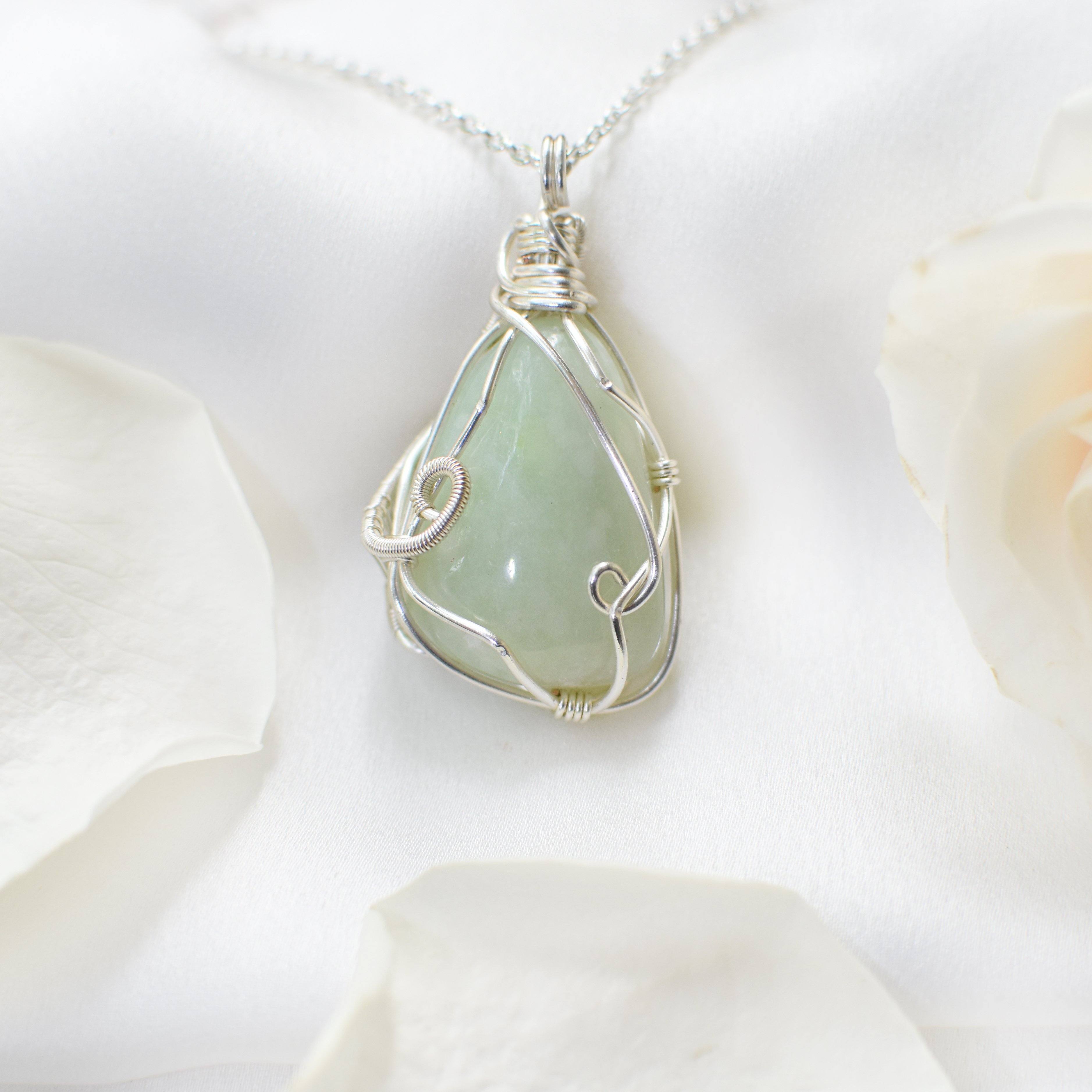 Light Green Jade Pendant Necklace - Sterling Silver Plated Jewelry for Women | Elegant Gift for Birthday, Anniversary & Special Occasions