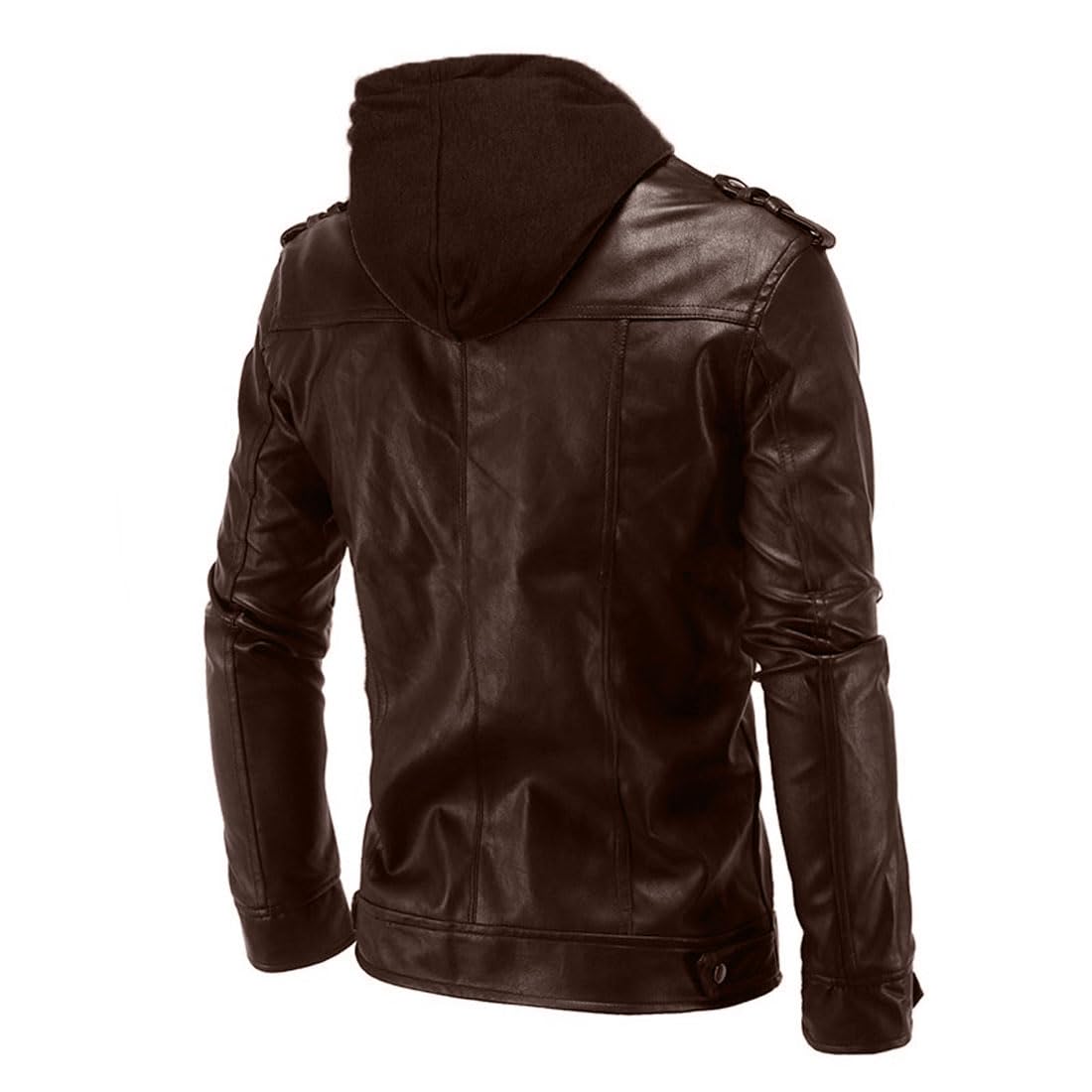SID Men's Lambskin Leather Biker Jacket with Removable Hood - Stylish Motorcycle Hoodie for Casual & Riding Wear