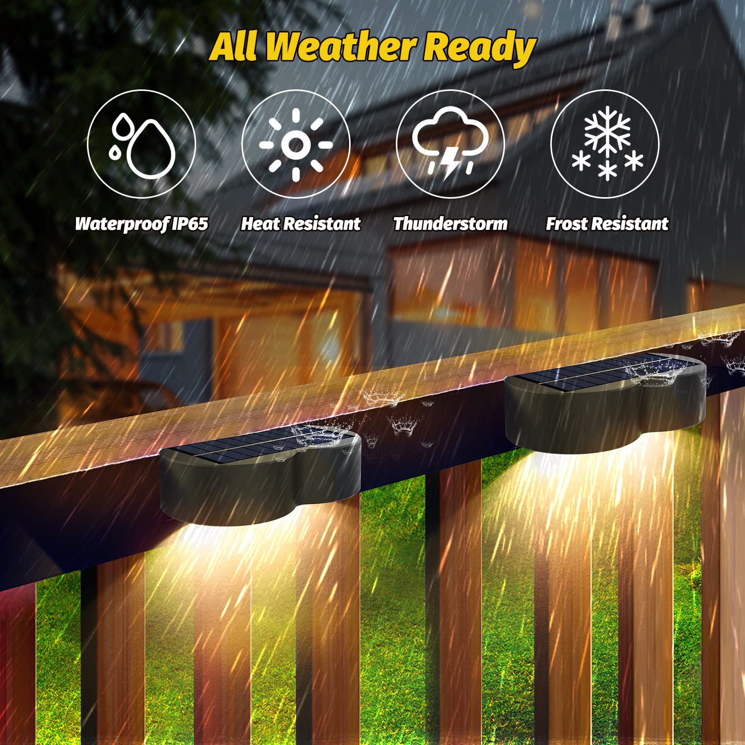 8 Pack Amiluo Solar Fence Lights - Waterproof IP65 Outdoor Solar Lights with Cold White, Warm White & RGB Color Changing Modes | Perfect for Fence, Deck, Stairs, Yard, Garden & Pathway Lighting