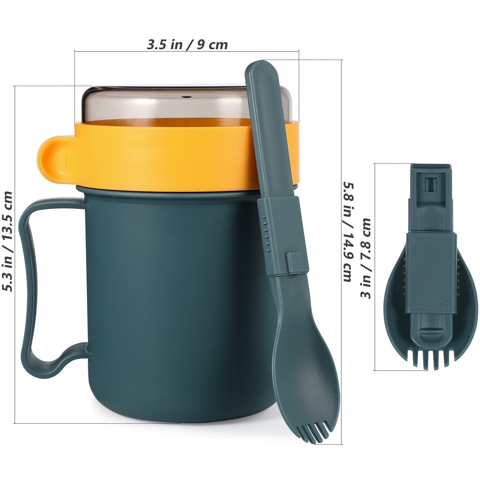 **Cabilock Insulated Soup Mug with Lid & Spoon - 16oz Microwave Safe Food Flask, Thermos for Hot/Cold Beverages - Perfect for Breakfast, Soup, Noodles, Cereal, Coffee, Office Lunch & Outdoor Camping (Blue)**