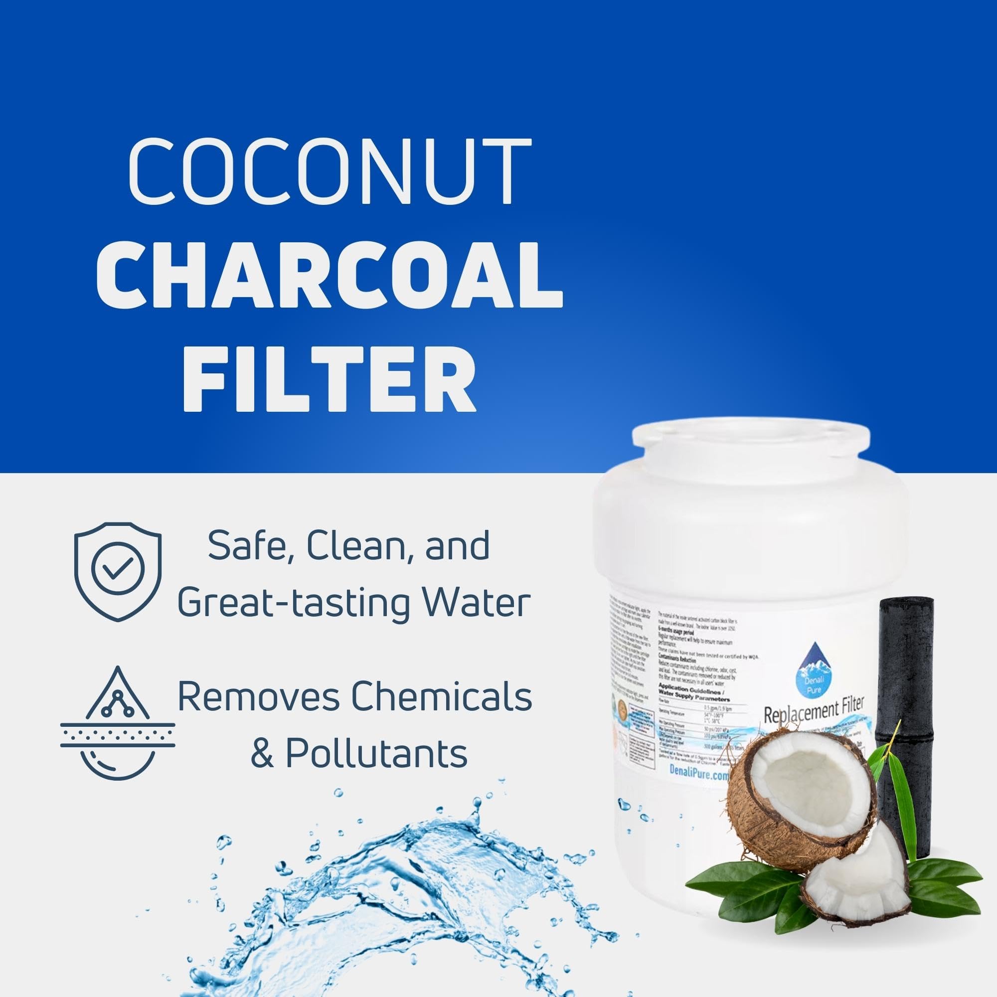 2-Pack GE CFCP1RKBA SS Refrigerator Water Filter Replacement - Compatible with GE MWF & MWFP Fridge Water Filters | Clean Drinking Water for Home & Office Use