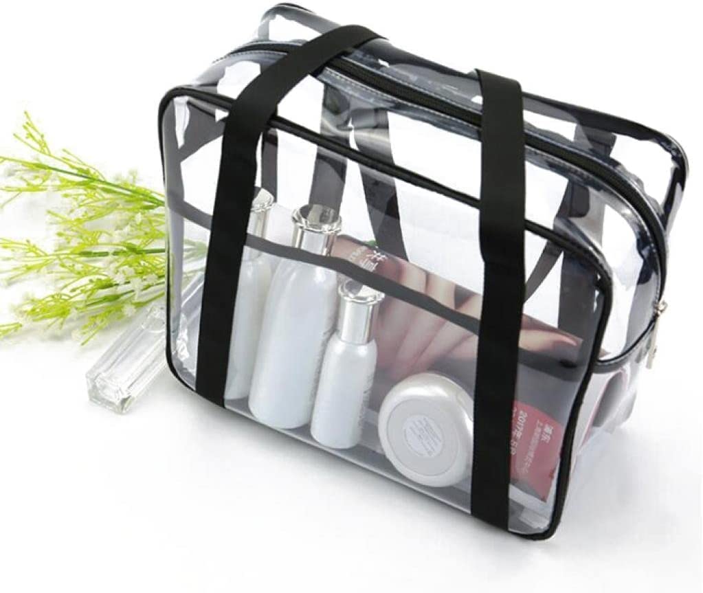 Louise Maelys Large Waterproof Clear Makeup Bag - Travel Toiletry Organizer for Cosmetics | Perfect for Airplane Carry-on, Gym Essentials & Bathroom Storage