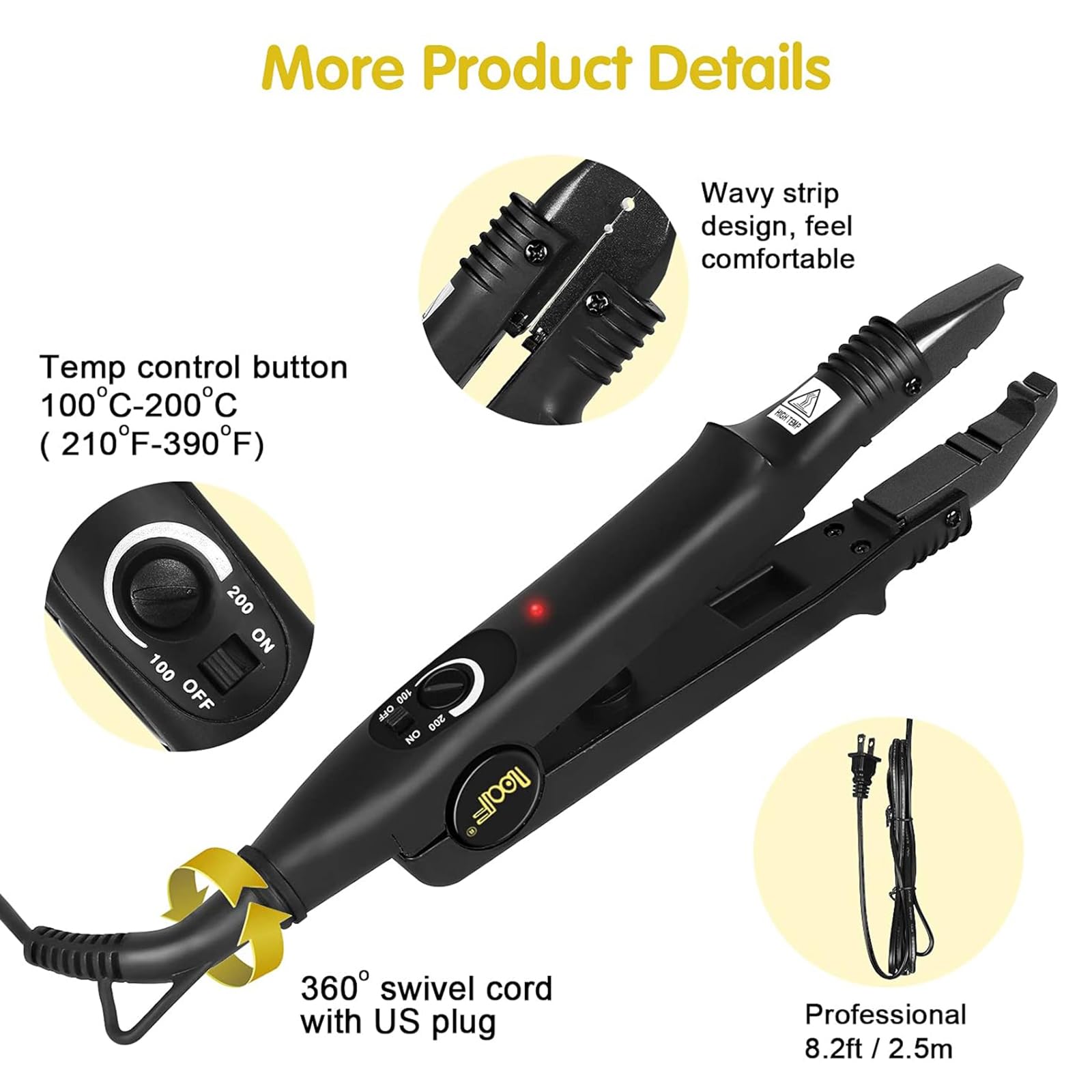Professional Keratin Tip Hair Extensions Machine - Real Human Hair Fusion Tool with Fast Heat-up Connector Wand for Salon & Home Use | Perfect for Women's Fashion Styling & Hair Bonding