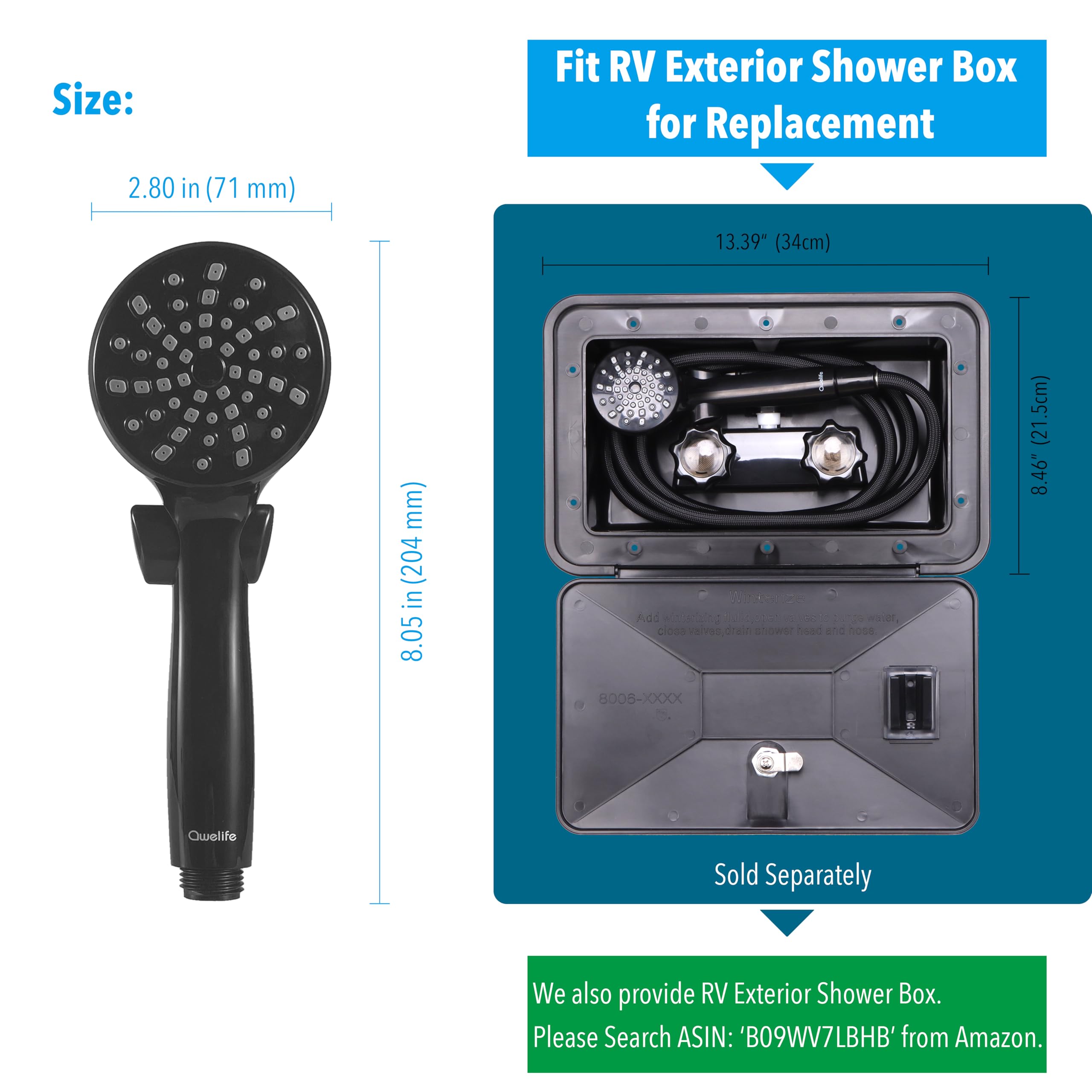 **High Pressure RV Shower Head with Hose & On/Off Switch - Water Saving Showerhead for RV, Camper, Van, Boat & Motorhome - Includes Hose Guide Ring & Holder - Perfect for Travel Trailers & Off-Grid Living**