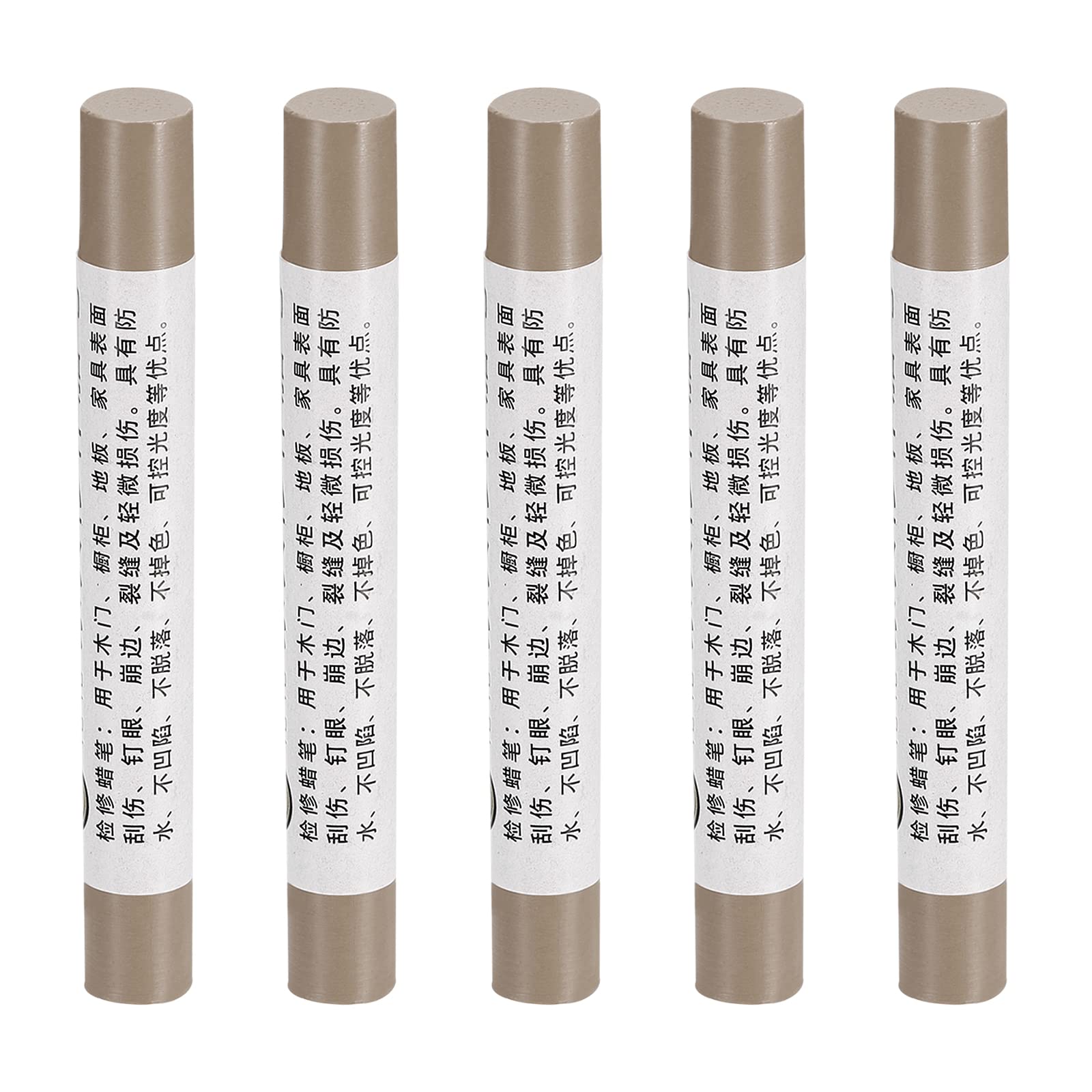uxcell 5Pcs Wood Repair Crayons Set - Wax Filler Sticks for Furniture Scratches & Holes, Light Brown Wood Touch Up Markers - Perfect for Tables, Desks, Wooden Floors & DIY Home Improvement Projects