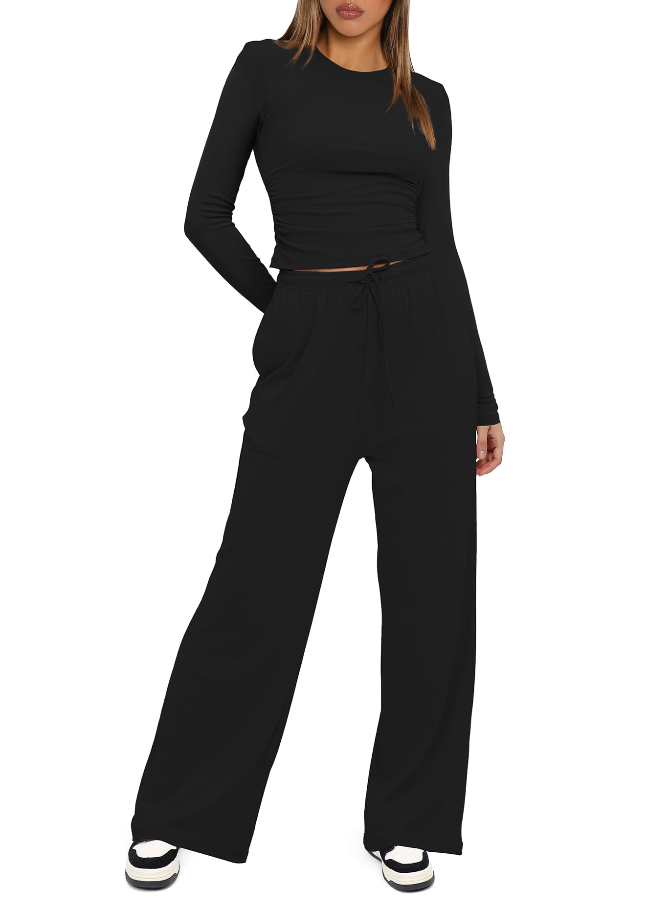 Darong Women's 2 Piece Lounge Set - Long Sleeve Tops & Wide Leg Pants Casual Outfits for Fall | Comfortable Matching Tracksuits for Home, Yoga, Travel & Daily Wear