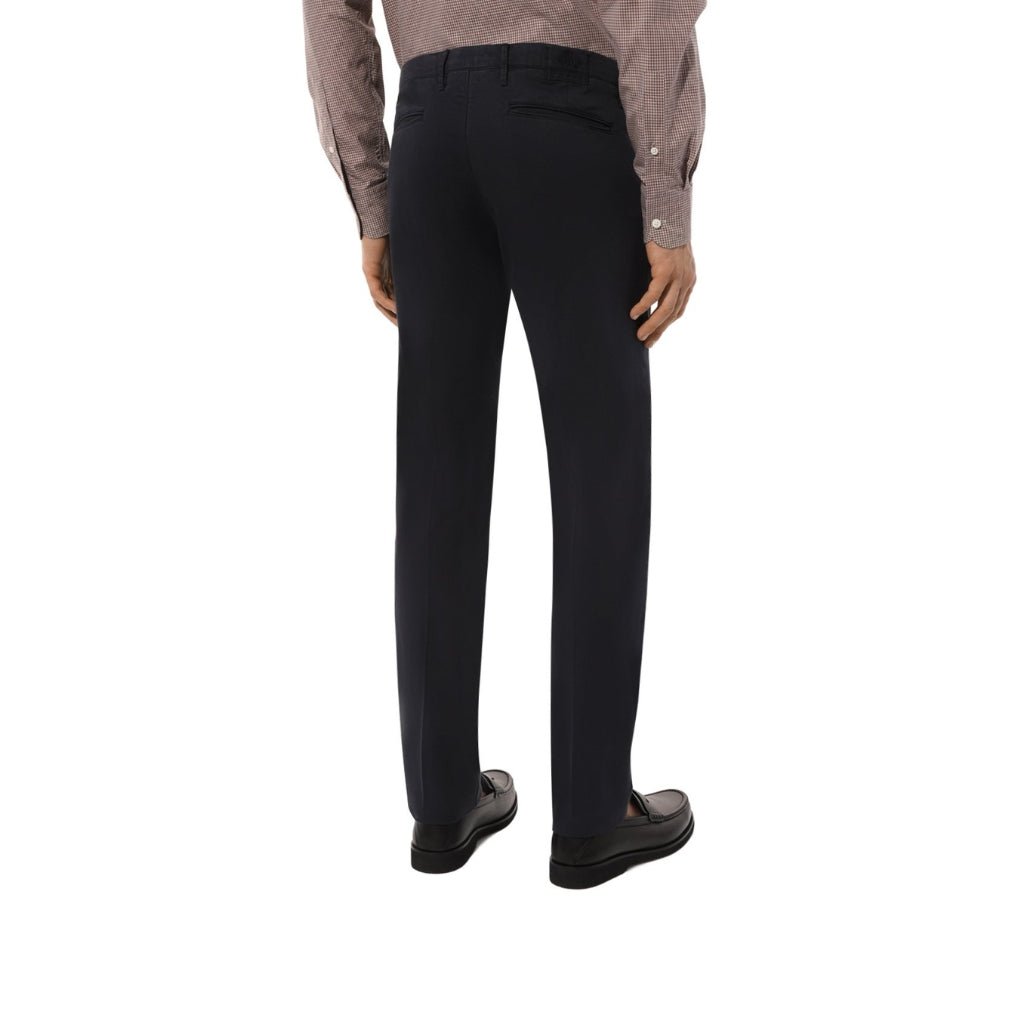 FRADI Stretch Chino Pants for Men - Comfortable Satin Cotton Blend, Blue Navy - Perfect for Business Casual, Office Wear & Everyday Outfits