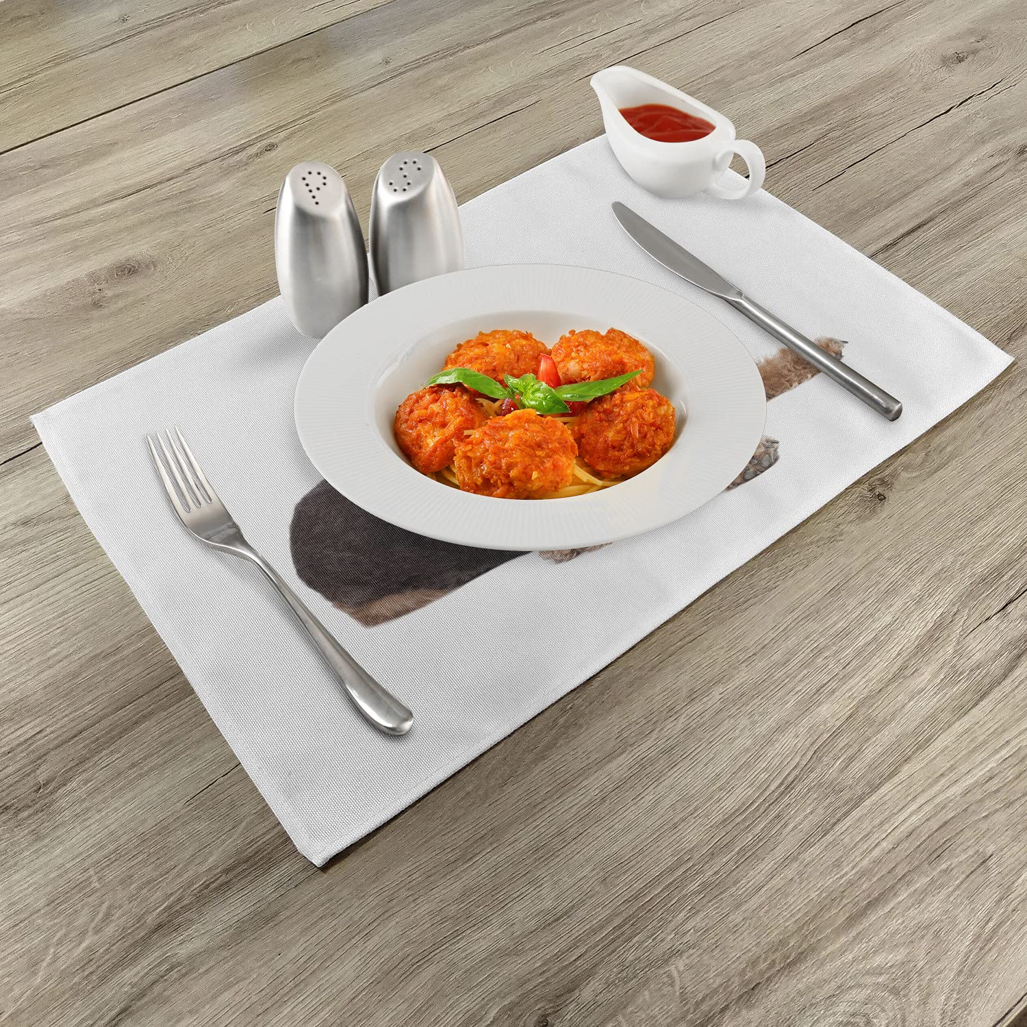 Lunarable Airedale Terrier Dog Place Mats Set of 4 - Washable Fabric Dining Table Mats with Realistic Dog Image - Standard Size (Dark Grey, Camel, White) - Perfect for Kitchen, Dining Room, and Pet Lover Home Decor