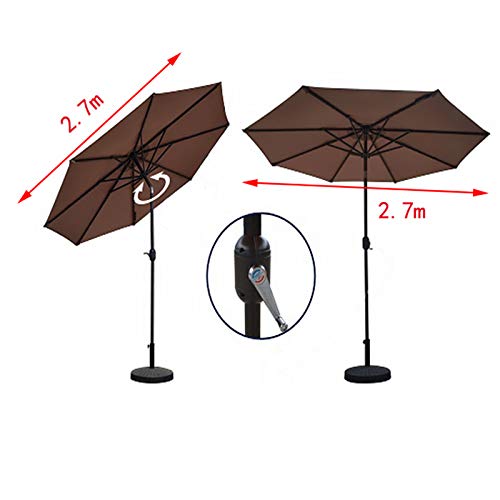 2.7m Octagonal Garden Parasol Umbrella with Tilt & Crank Mechanism - Solar LED Patio Umbrella for Outdoor, Beach, Poolside & Backyard Relaxation