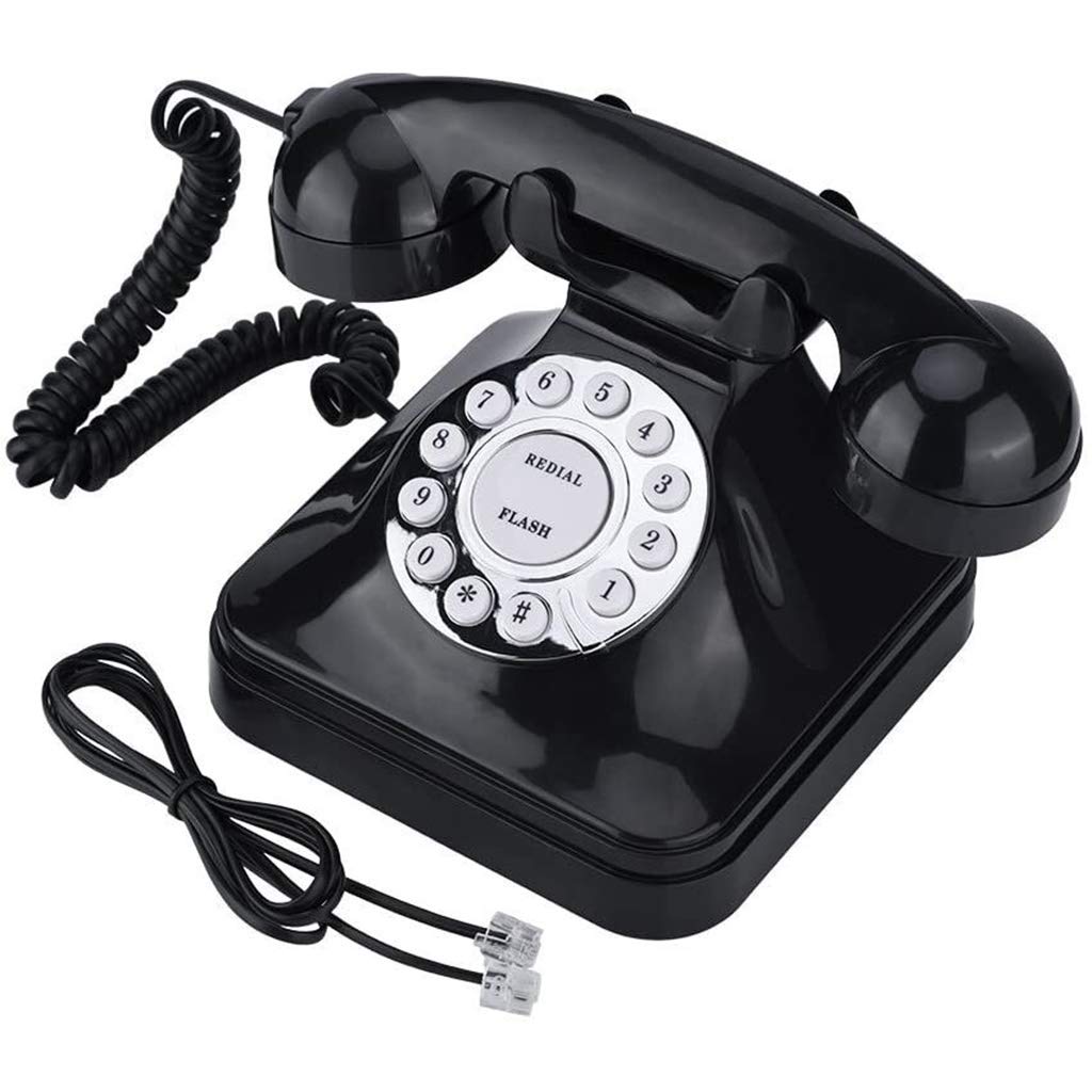 Vintage Retro Black Corded Telephone - Classic Wired Landline Phone for Home & Office - Multi-Functional Desk Phone with Clear Sound - Perfect for Home Office Decor, Business Use & Vintage Collectors