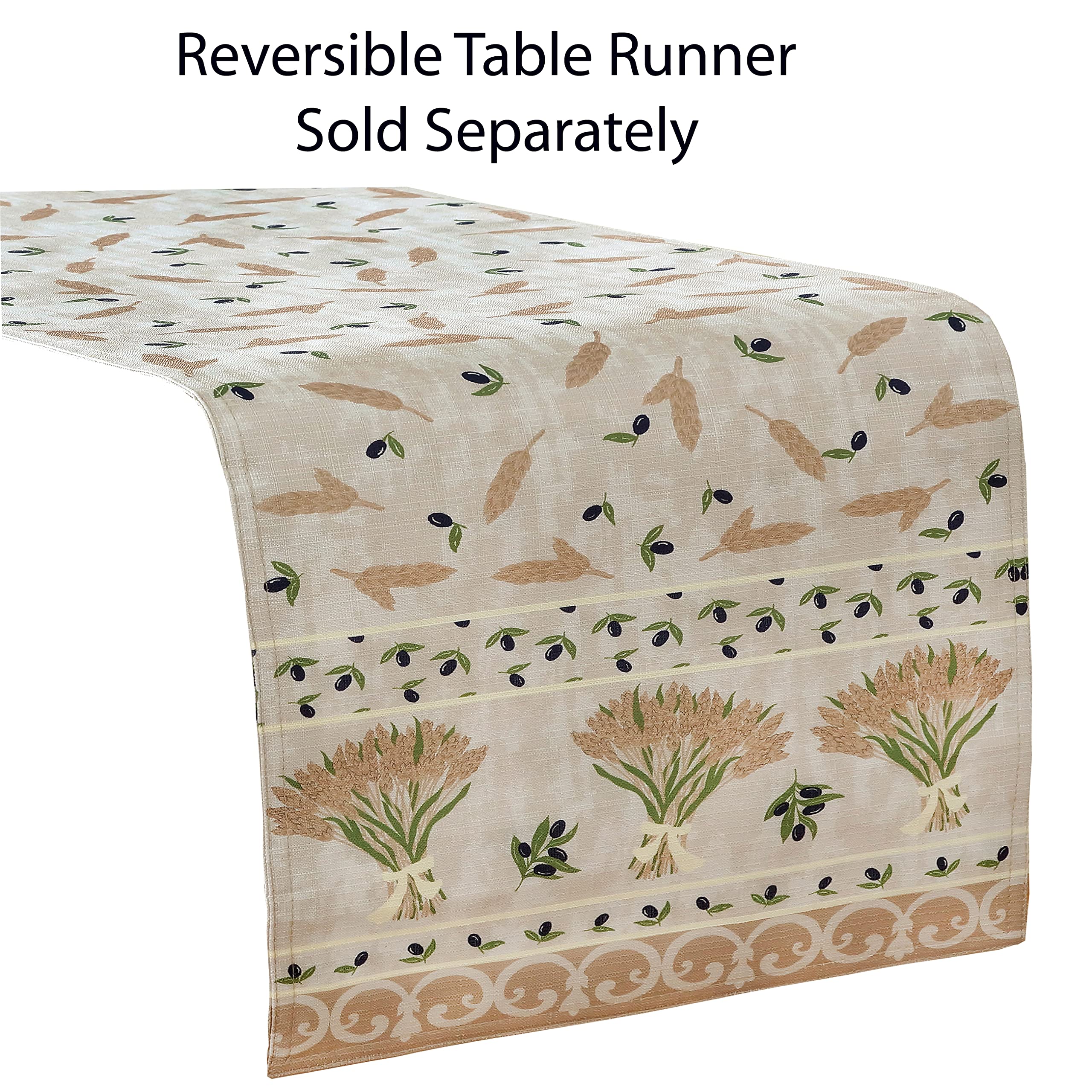 Rectangle Fabric Placemats Set of 4 - Wheat & Olive Print Stain Resistant Placemats for Dining Table - Indoor/Outdoor Waterproof Table Mats - French Country Provence Style Decor for Kitchen, Patio & Picnic