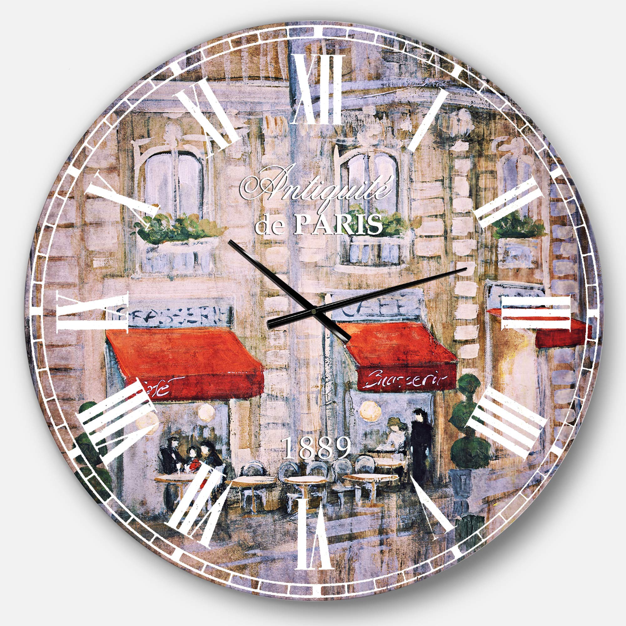 Designart 'Love in Paris II' Romantic French Country Large Wall Clock - 29 x 29 Inches - Vintage Decor for Living Room, Bedroom & Office