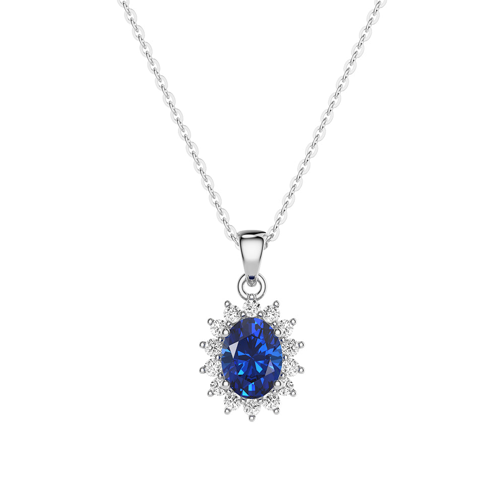 Elegant Sapphire Pendant Necklace & Dangle Earrings Set - 925 Sterling Silver Jewelry for Women | Perfect for Weddings, Anniversaries & Special Occasions