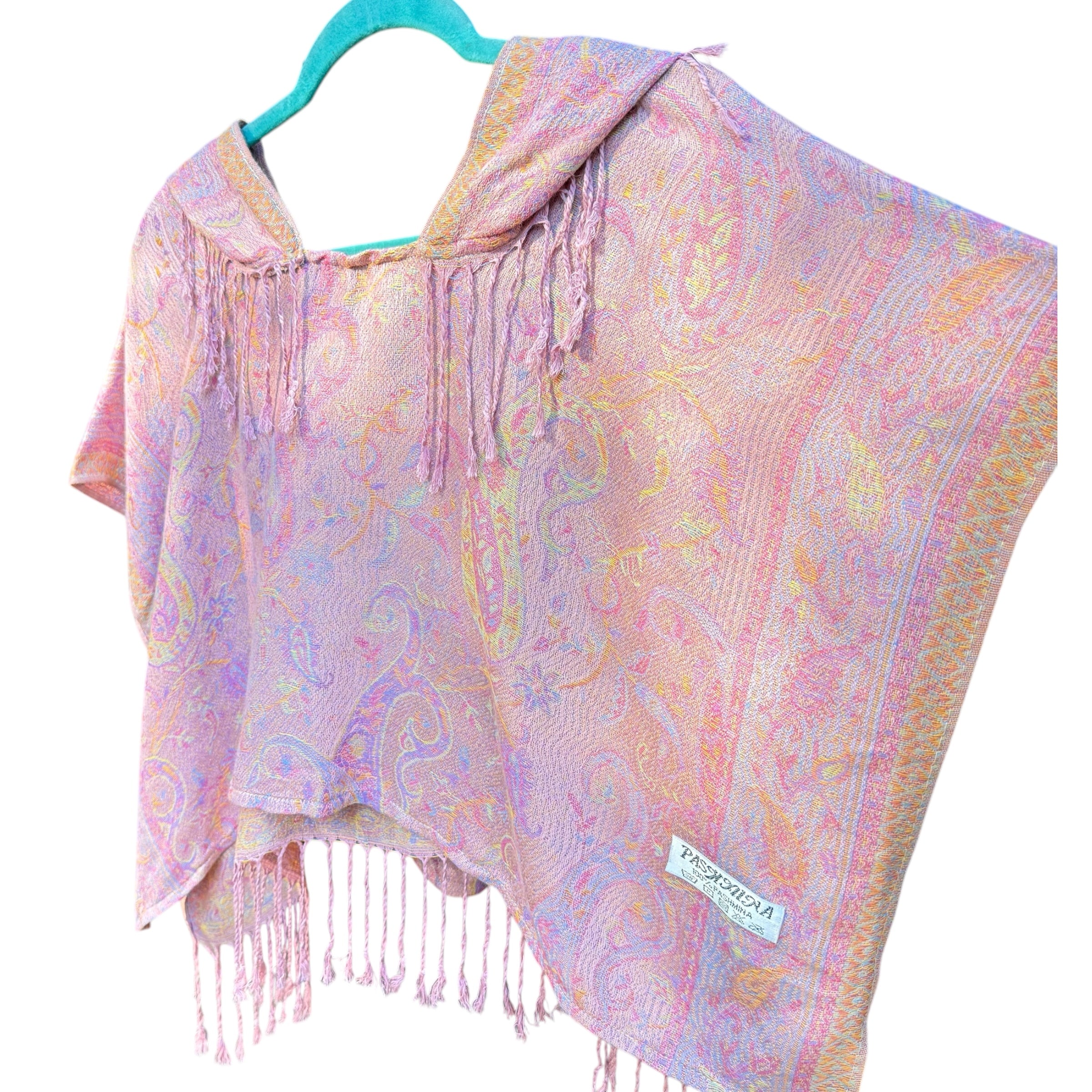 Pink Garden Pashmina Hooded Crop Top - Soft & Stylish Women's Fashion for Spring & Summer | Perfect for Casual Outings, Beach Trips & Date Nights