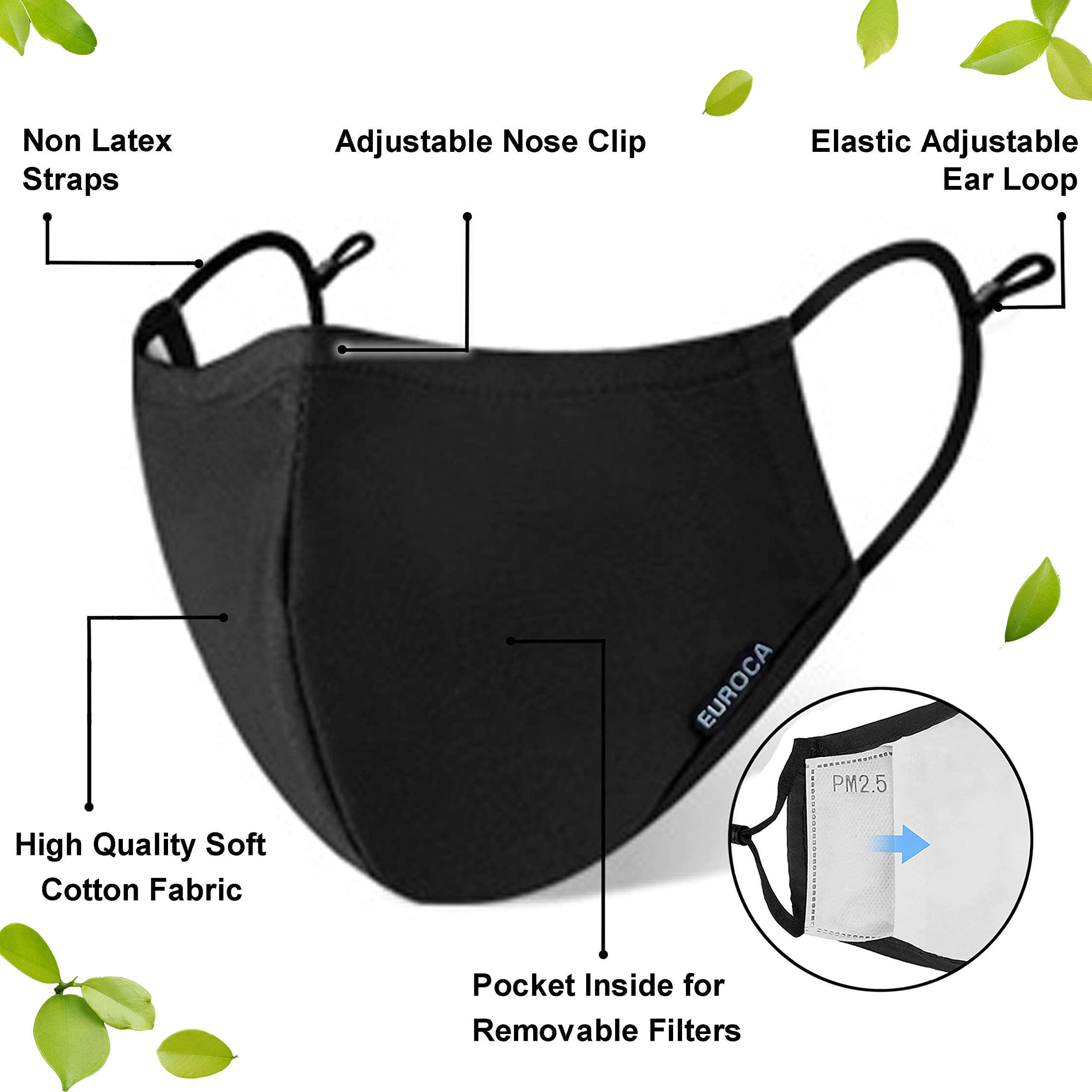 4-Layer Washable Cloth Face Masks with Filters - Reusable & Breathable for Adults - Daily Protection & Outdoors