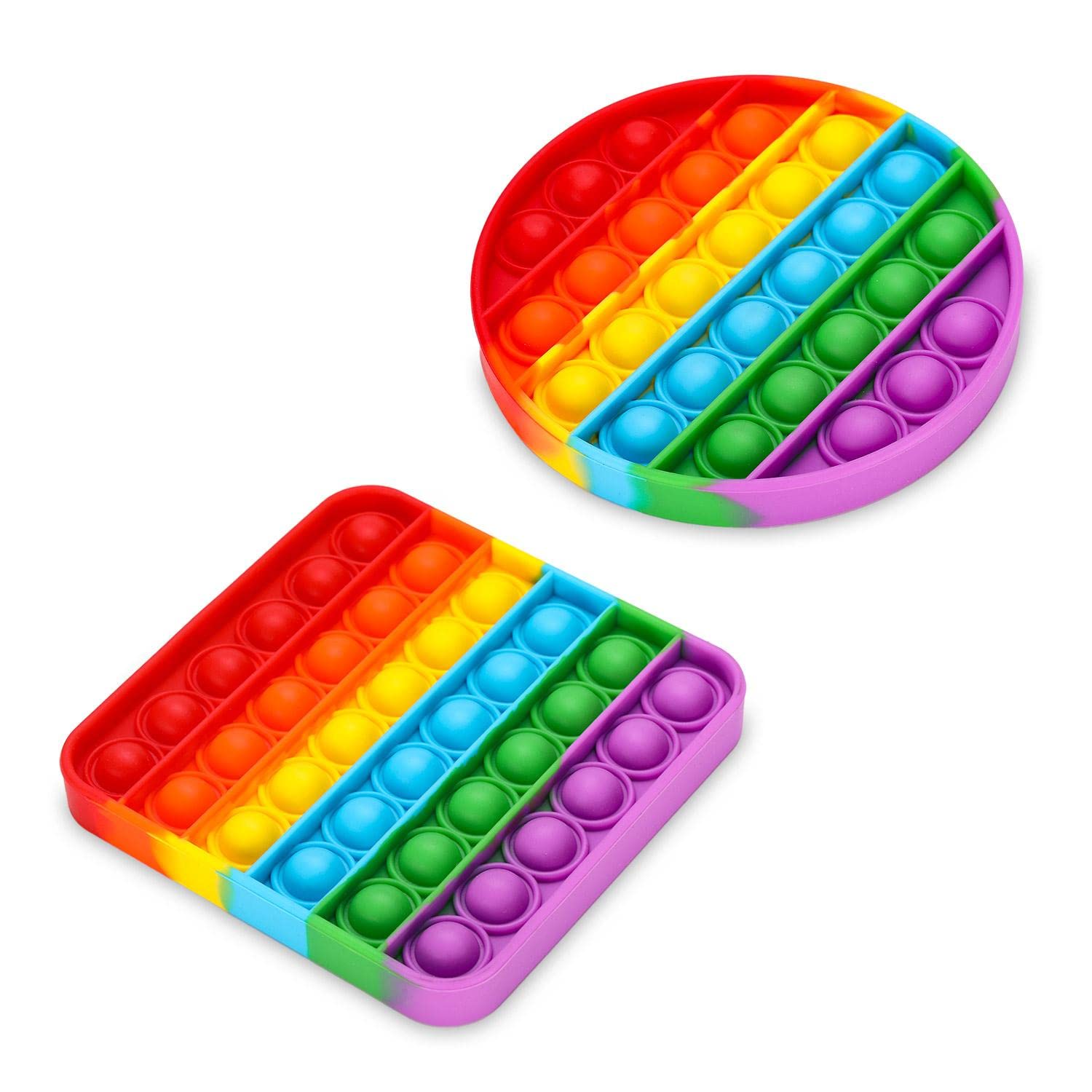 Large Bubble Pop Fidget Sensory Toy - 296mm 225 Bubbles, Stress Relief Anxiety Toy for Kids & Adults, Square Rainbow Design - Perfect for Office, Classroom, Travel and ADHD/Autism Therapy