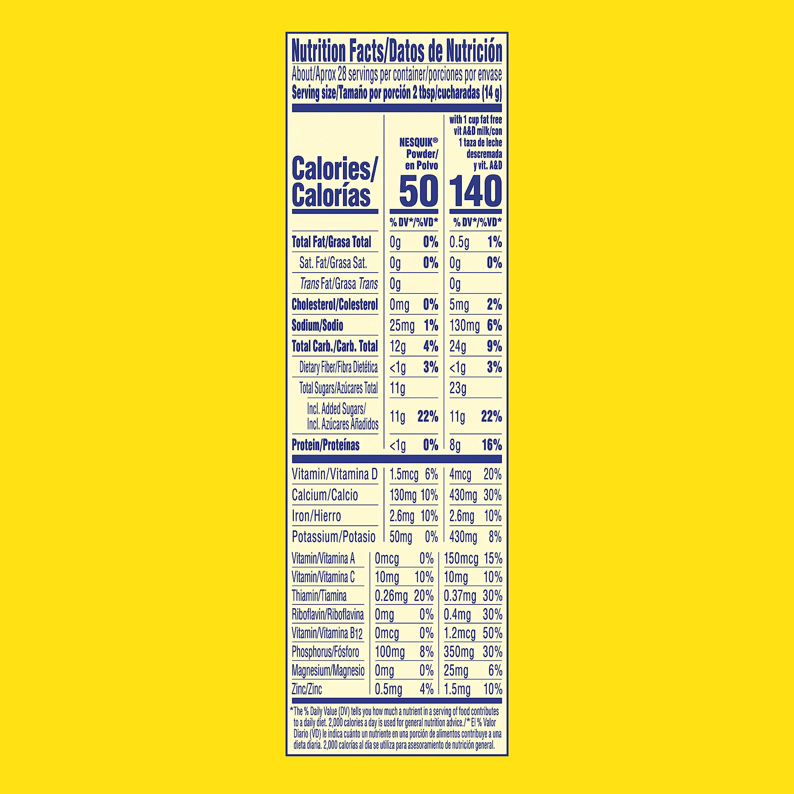 NESQUIK Chocolate Flavored Powder 14.1 oz (400g) Canister - Delicious Chocolate Milk Mix for Kids & Adults - Perfect for Breakfast, Snacks & Baking