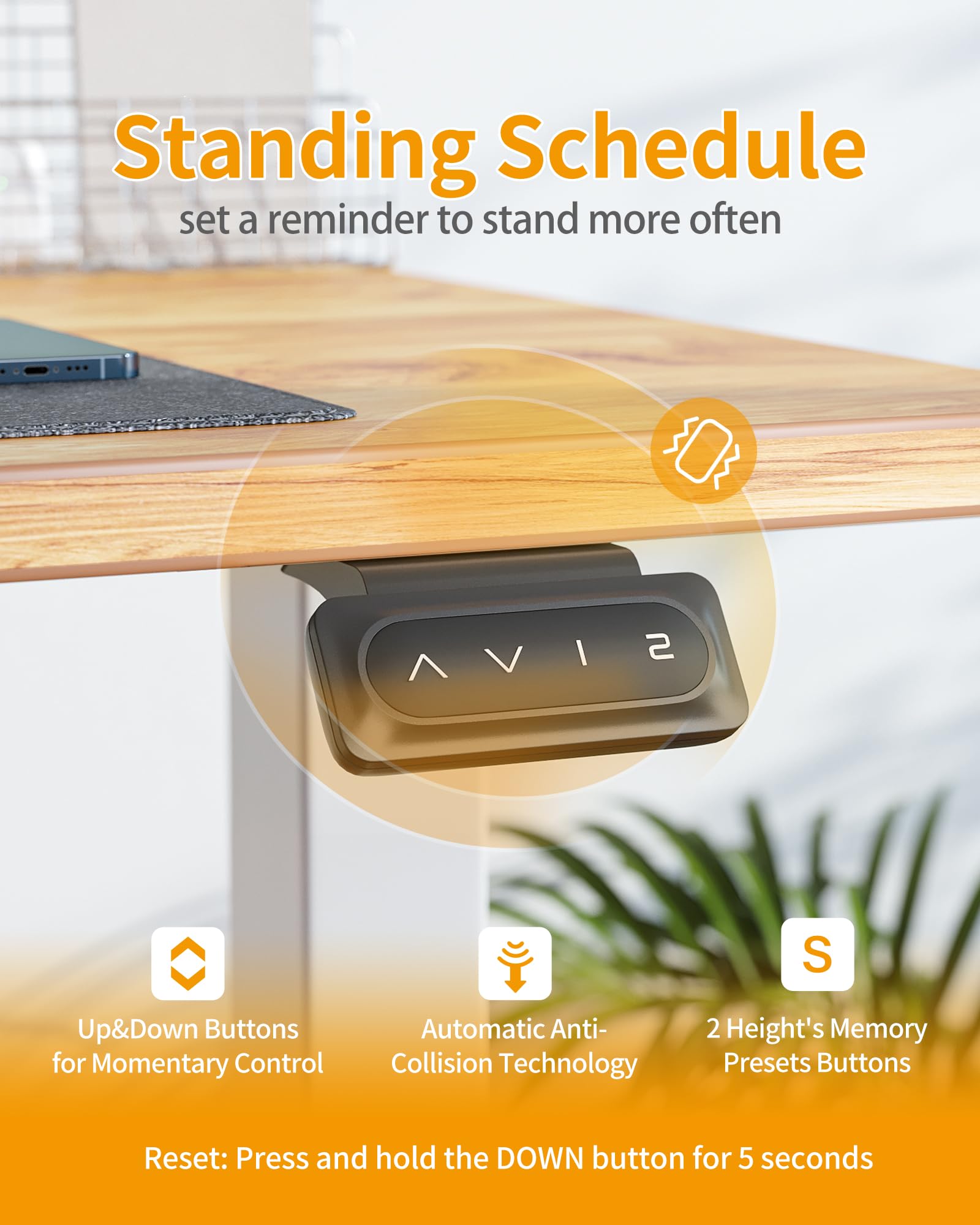 CubiCubi 48 x 24 Inch Electric Height Adjustable Standing Desk - White Frame & Light Rustic Brown Desktop with Splice Board - Ergonomic Sit Stand Workstation for Home Office, Gaming & Study