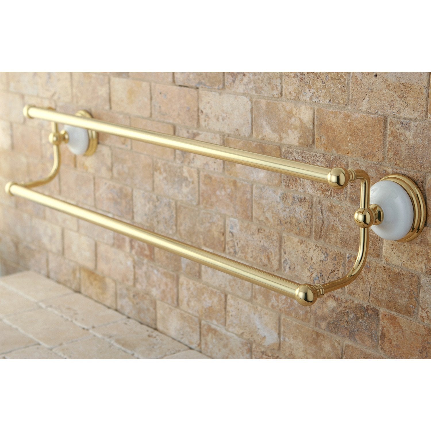 Polished Brass 24-Inch Double Towel Bar - Bathroom Towel Rack for Hanging & Organizing Towels - BA1113PB - Perfect for Bathrooms, Spas, and Guest Rooms