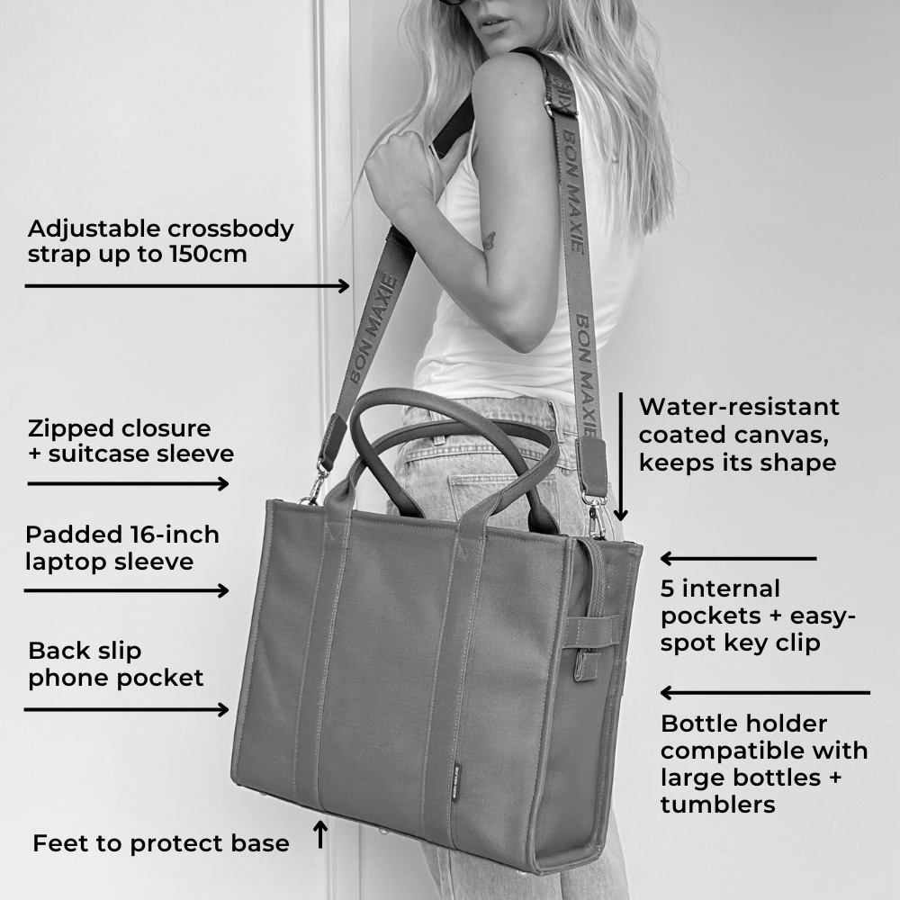 Premium Large Bon Vivant Structured Tote Bag in Denim Blue - Stylish & Durable Handbag for Work, Travel & Everyday Use