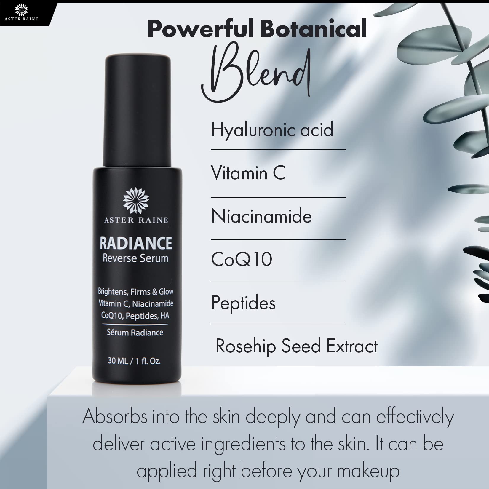 Radiance Reverse Anti-Aging Facial Serum with Vitamin C, Niacinamide, CoQ10, Peptides & Hyaluronic Acid - Dark Spot Corrector & Brightening Serum for Women & Men - Day & Night Skincare for Youthful Glow