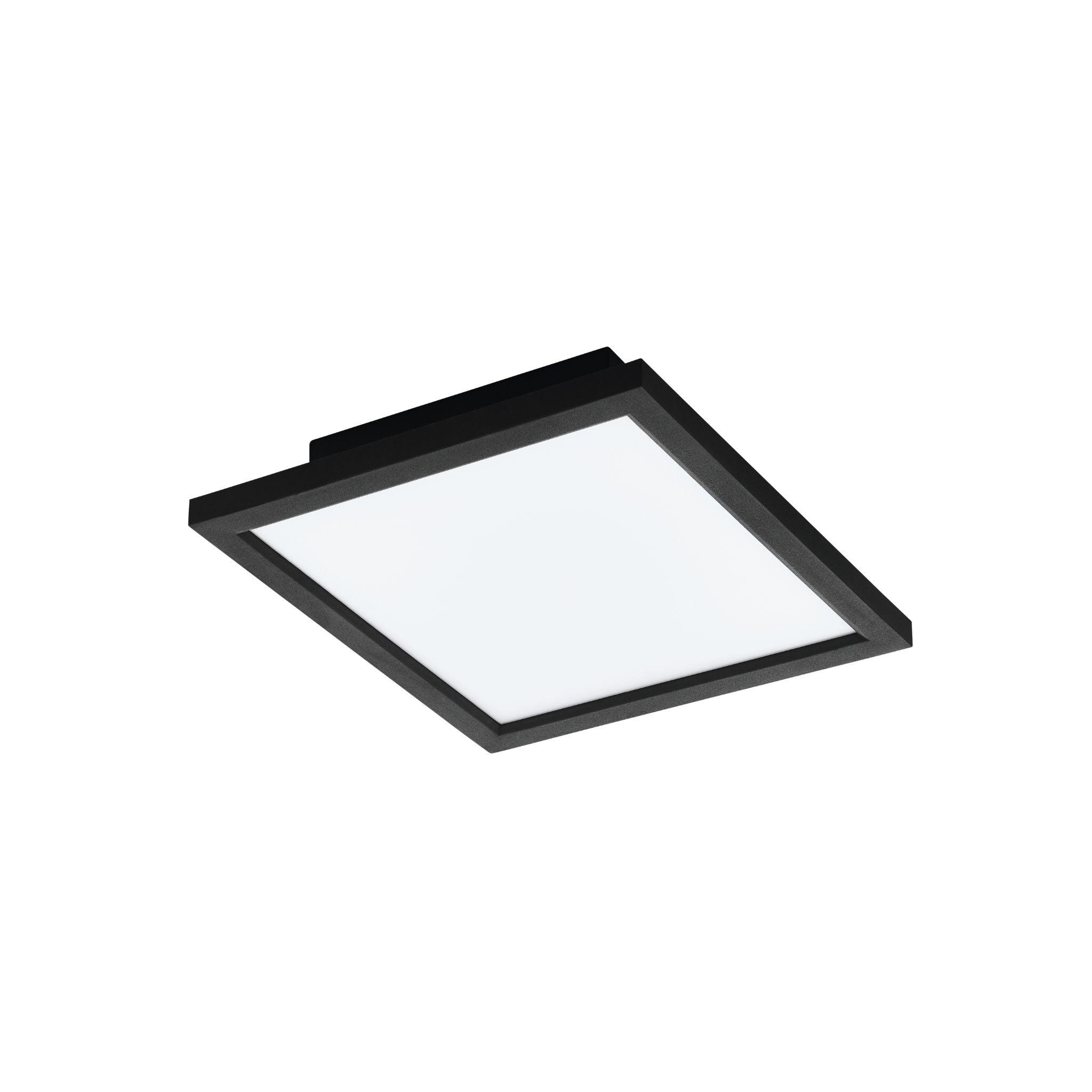 Eglo Connect Salobrena Z Smart Square Black LED Ceiling Flush Mount Light 30cm - Modern Lighting for Living Room, Bedroom & Kitchen