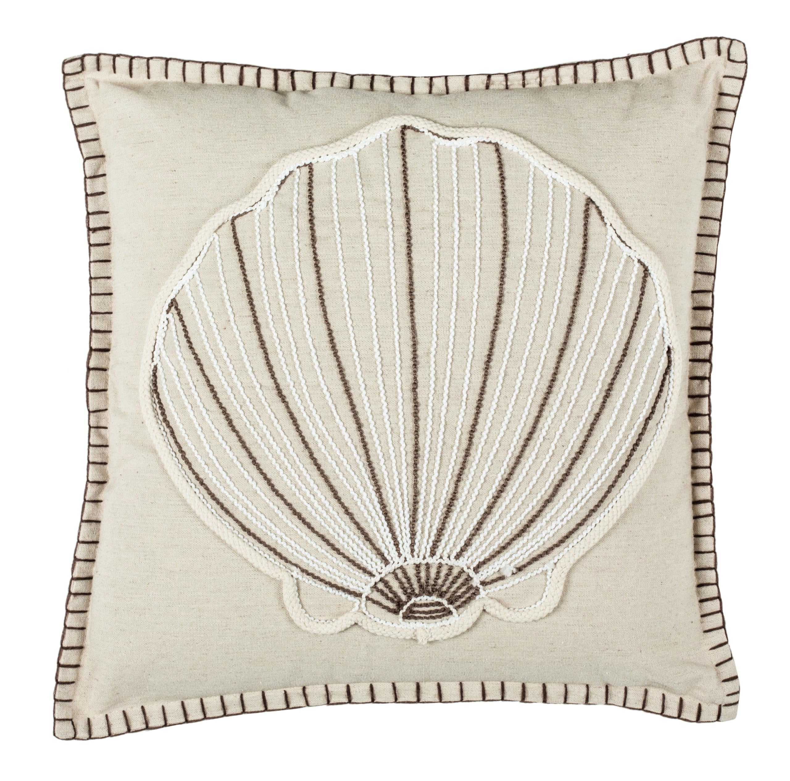 SAFAVIEH Home Della 18-inch Decorative Throw Pillow - Natural Seashell Design, Nautical Coastal Style for Sofa, Bed & Living Room Decor