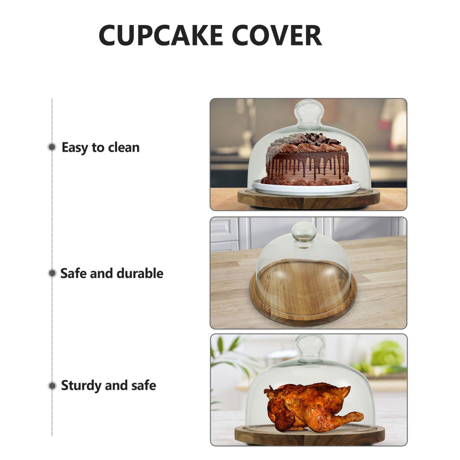 Premium Glass Cake Stand with Dome Cover - European Style Rotating Dessert Display for Cupcakes, Mini Pastries & Fruit - Perfect for Parties, Weddings & Tea Time