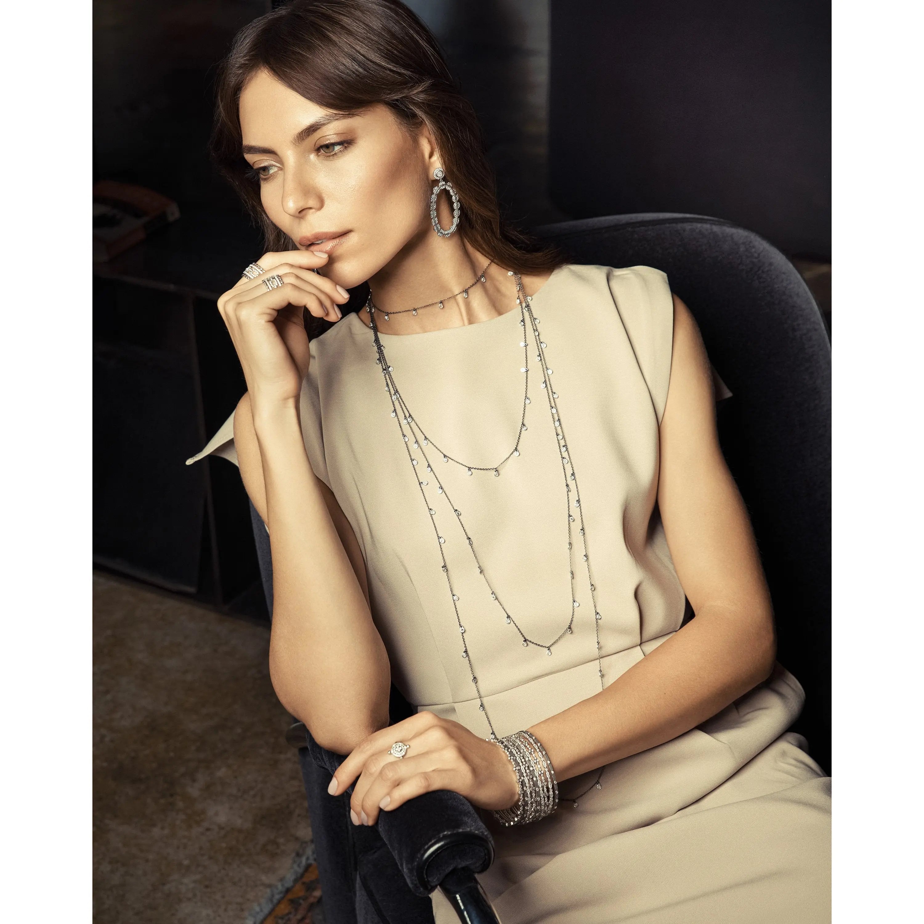 Elegant Bezel Droplet Strand Necklace - Dainty Layering Chain for Women, Perfect for Weddings, Date Nights & Special Occasions