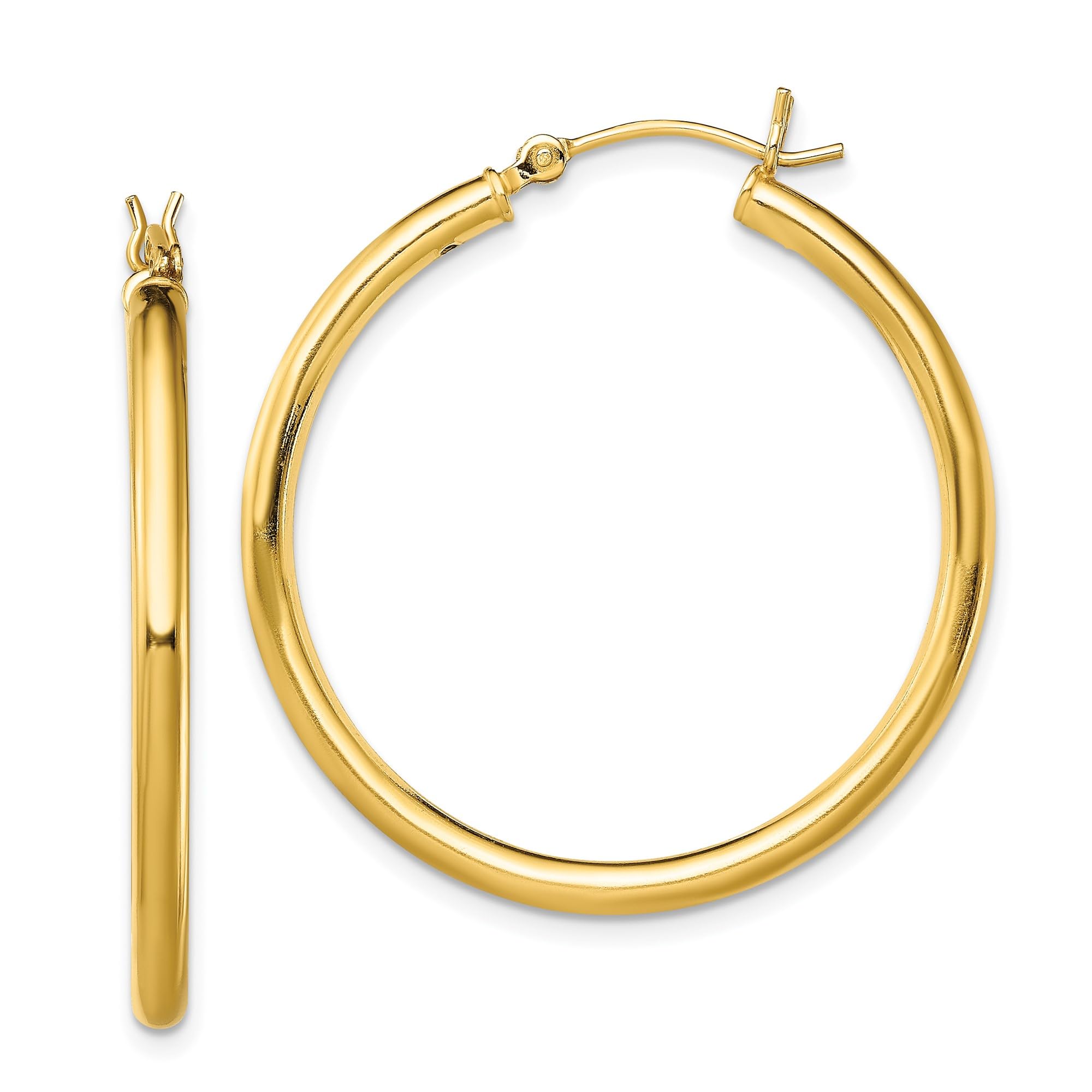 925 Sterling Silver Gold Plated 2.5x35mm Large Round Hoop Earrings for Women - Elegant Everyday Jewelry, Perfect for Parties, Dating & Special Occasions