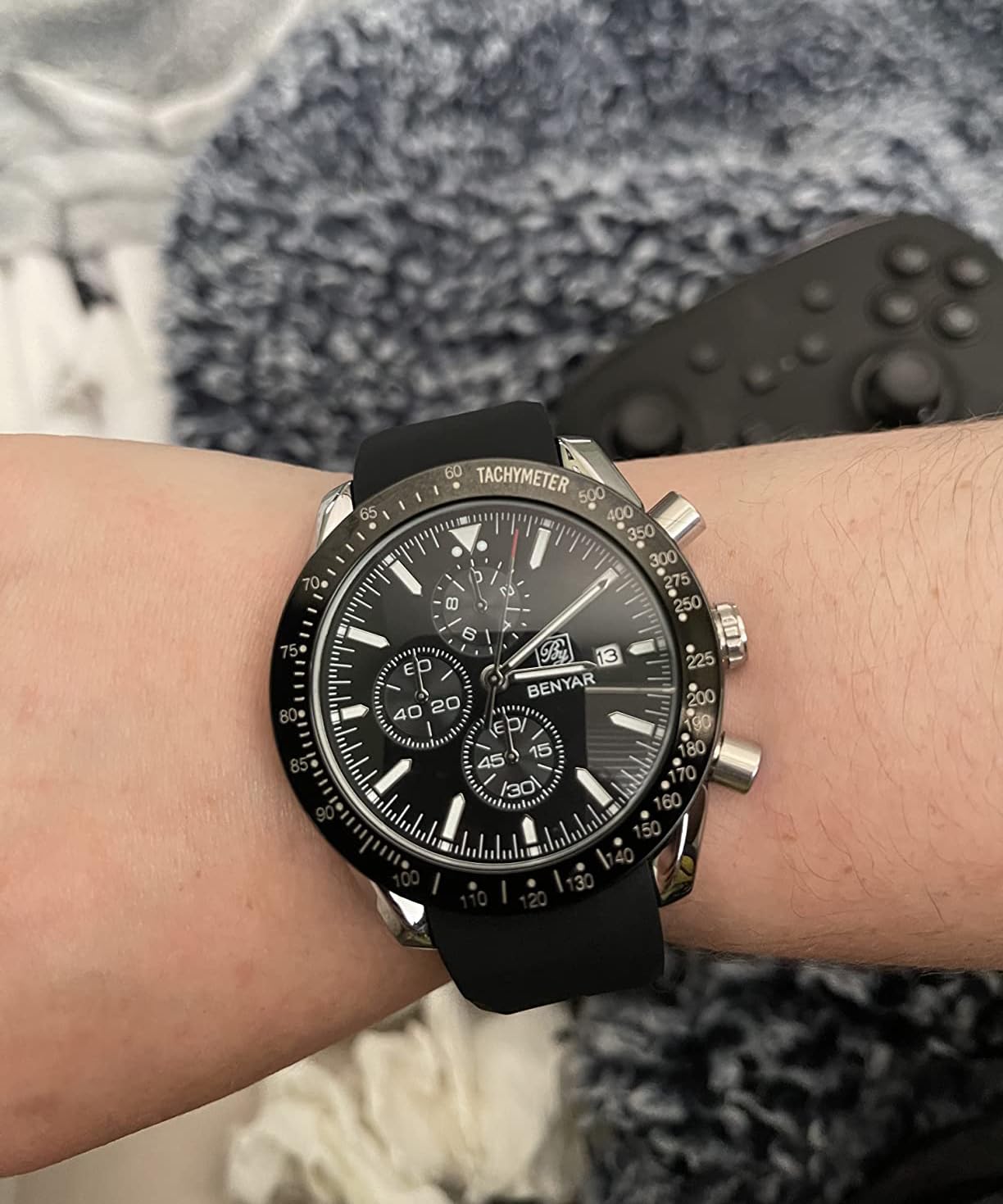BENYAR Men's Quartz Chronograph Waterproof Watch - Business Casual & Sport Silicone Wristwatch for Men - Father & Son Matching Gift - Black, Blue, Rose Gold - Ideal for Office, Daily Wear & Outdoor Activities