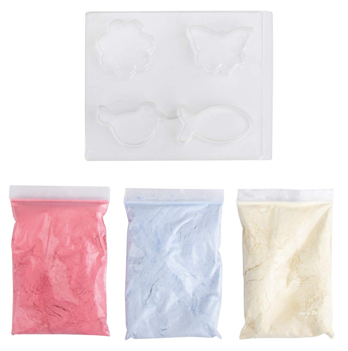 Rayher 34466000 DIY Street Chalk Kit - 4 Molds & Chalk Casting Powder for Kids Outdoor Art, Sidewalk Drawing, and Creative Play