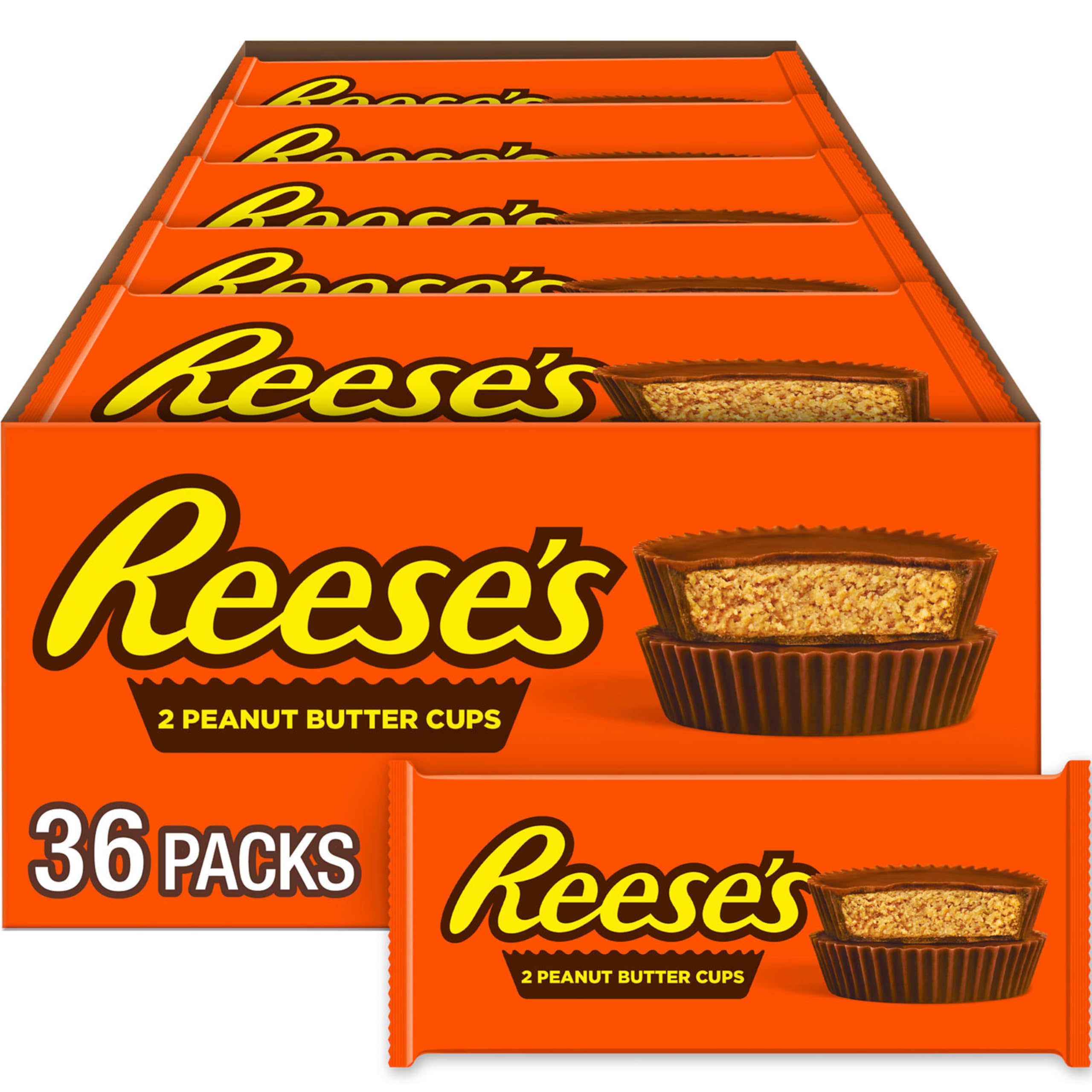 REESE'S Milk Chocolate Peanut Butter Cups - 36 Count (1.5 oz Each) | Bulk Candy Packs for Halloween, Parties & Office Snacks | Perfect for Gift Baskets & Dessert Tables