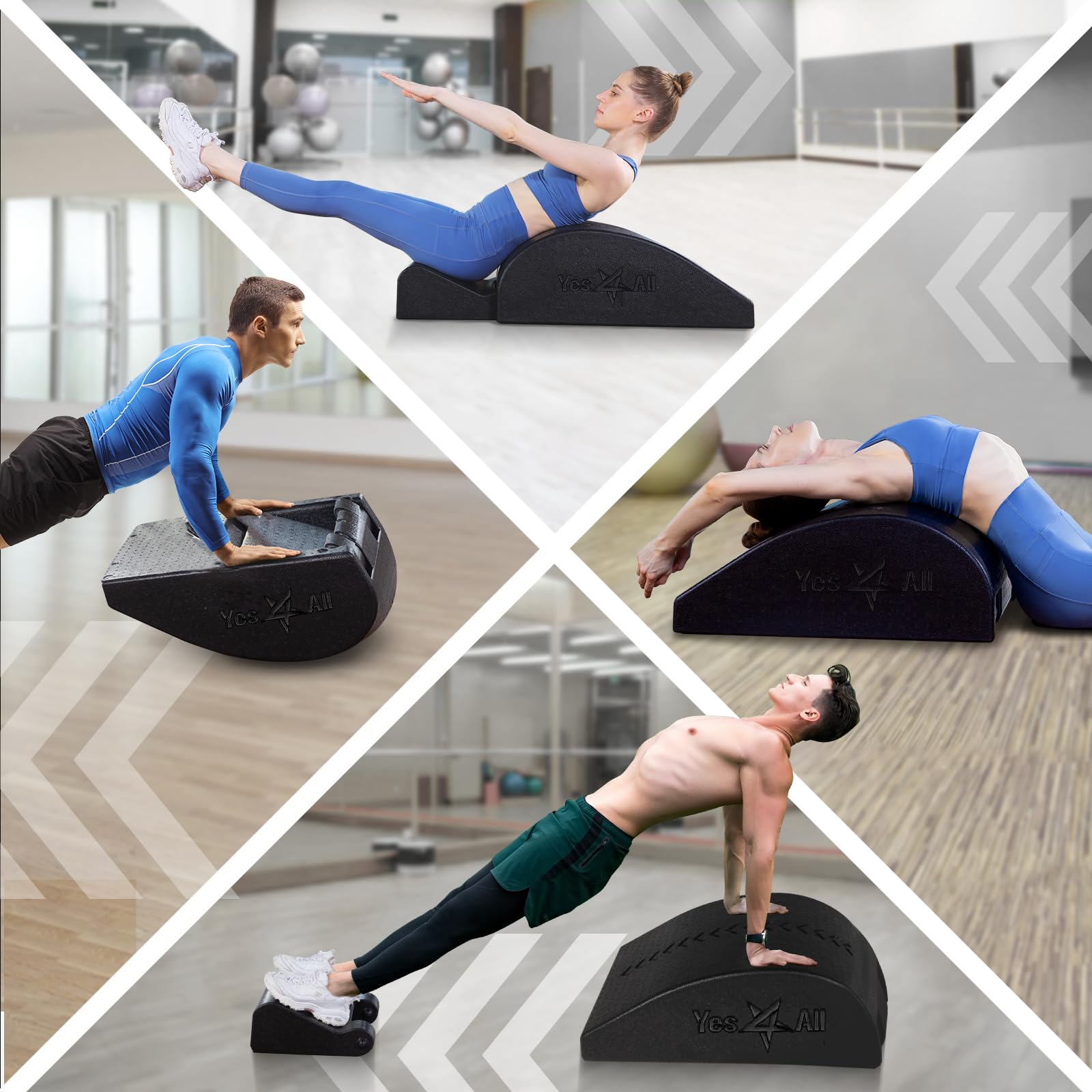Yes4All Foldable Pilates Spine Corrector & Arc Barrel - 350lbs Weight Capacity for Core Strengthening, Stretching & Back Pain Relief - Perfect for Home Gym, Yoga Studio & Physical Therapy Sessions