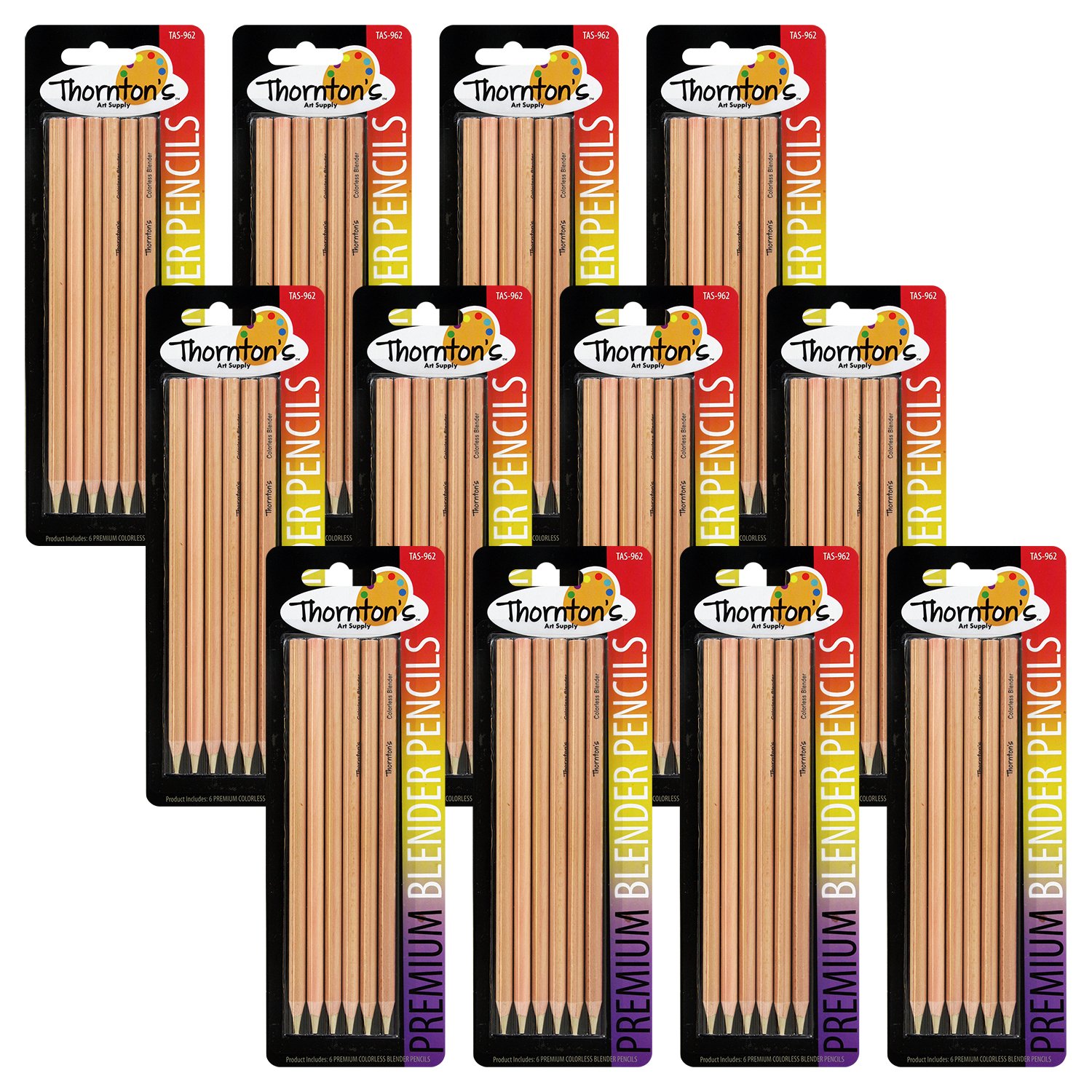 Thornton's Premium Colorless Blender Pencils - 72 Count Wax-Based Drawing & Sketching Set for Blending, Shading, Softening Artwork | Non-Pigmented Artist Pencils | Perfect for Sketchbooks, Coloring Books & Professional Art Projects