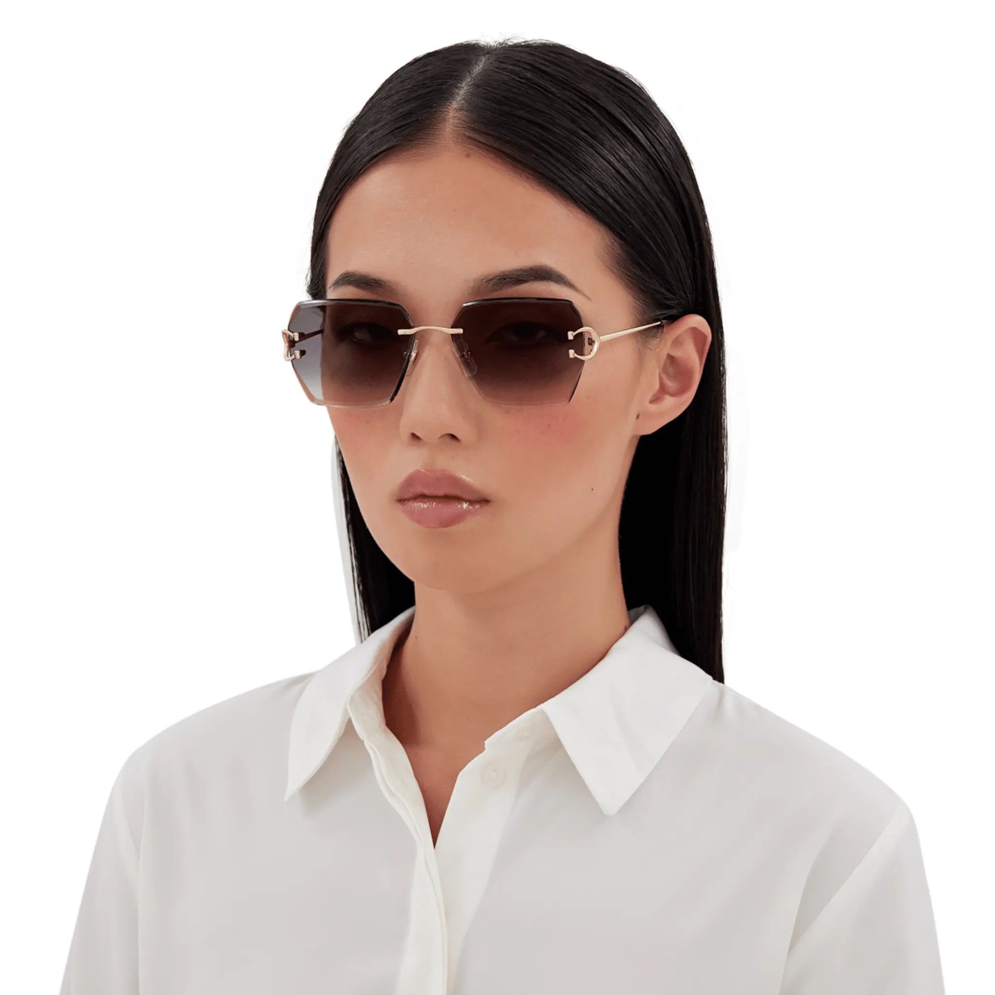 Cartier CT0466S 001 Gold Grey Aviator Sunglasses for Women - Luxury Designer Shades for Driving, Travel & Fashion