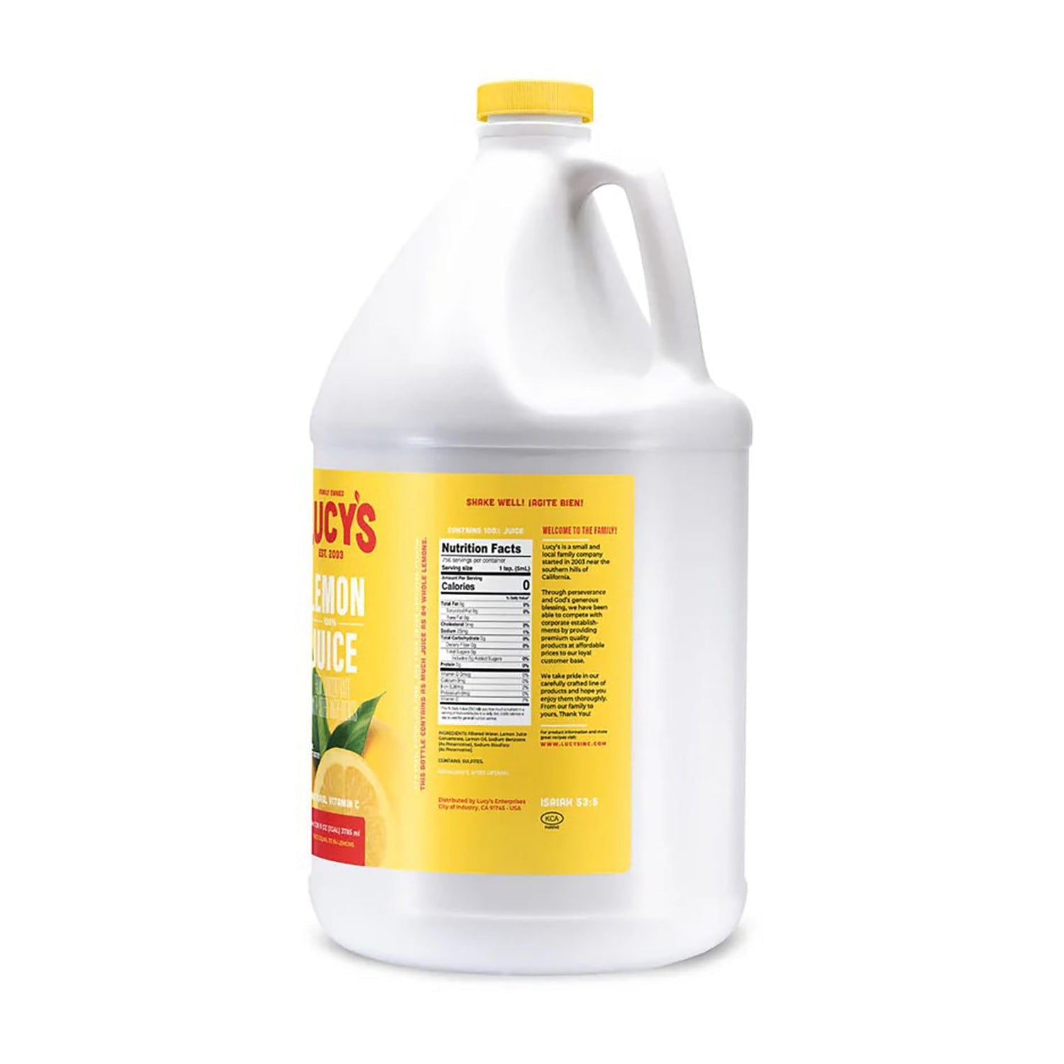 Lucy's Lemon Juice - 1 Gallon Bottle, 100% Pure & Natural, No Preservatives - Perfect for Cooking, Baking, and Refreshing Drinks