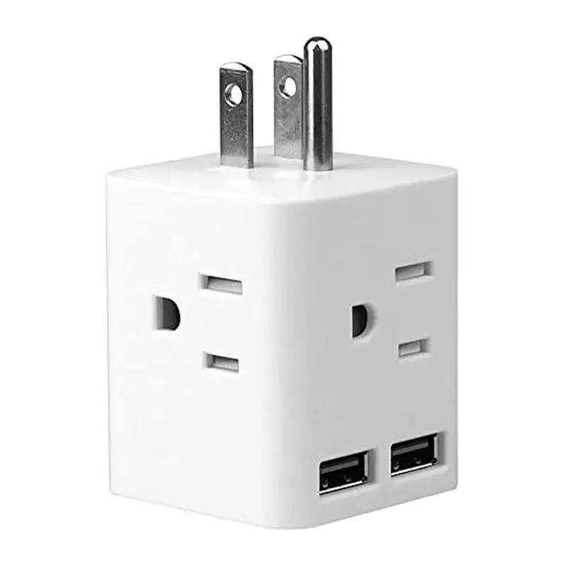 Cruise Ship Approved Multi Outlet with 2 USB Ports & 4 AC Outlets - Perfect for Travel, Cruise Cabins & Hotels
