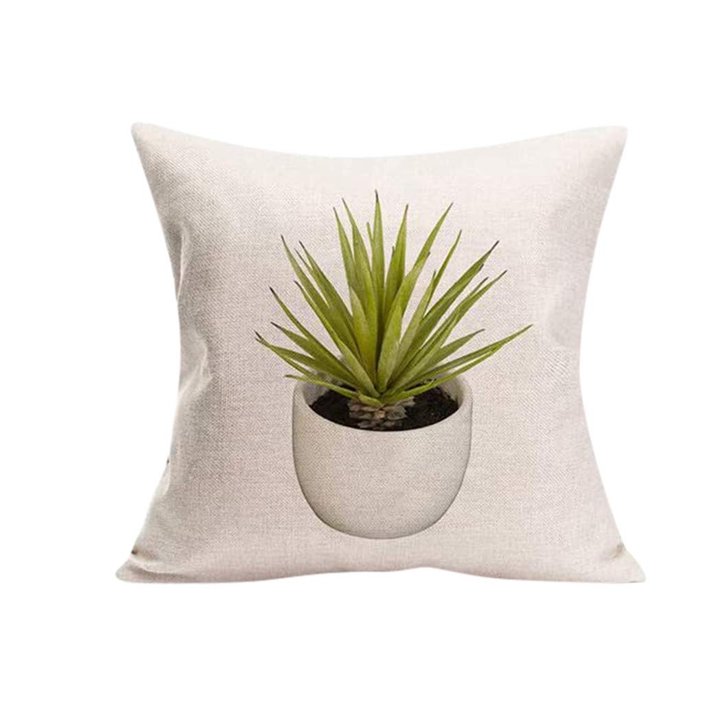 Arystk Cactus & Succulent Watercolor Flower Pillow Case Cover - Soft Decorative Cushion Cover for Bedroom, Living Room, Sofa & Home Decor
