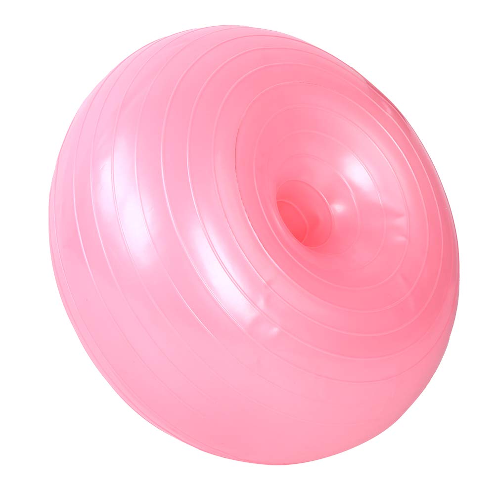 Hakeeta 50cm Anti-Burst Exercise Ball for Yoga, Pilates, Stability & Core Workouts - Thickened Anti-Slip Fitness Ball with Grip Lines for Home Gym, Office Chair & Physical Therapy (Pink, Donut Shape) - Perfect for Adults & Kids Strength Training, Posture Correction & Pregnancy Exercises