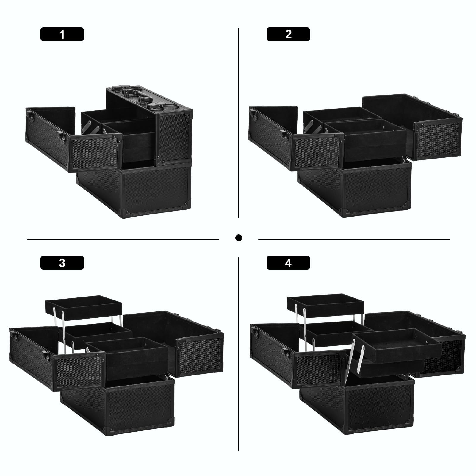 VETALLO Large Travel Makeup Case Organizer - Portable Cosmetic Train Case with Mirror | Professional Makeup Storage Box | Perfect Birthday Gift for Women & Bestie (Black) | Ideal for Travel, Salon Professionals & Home Organization