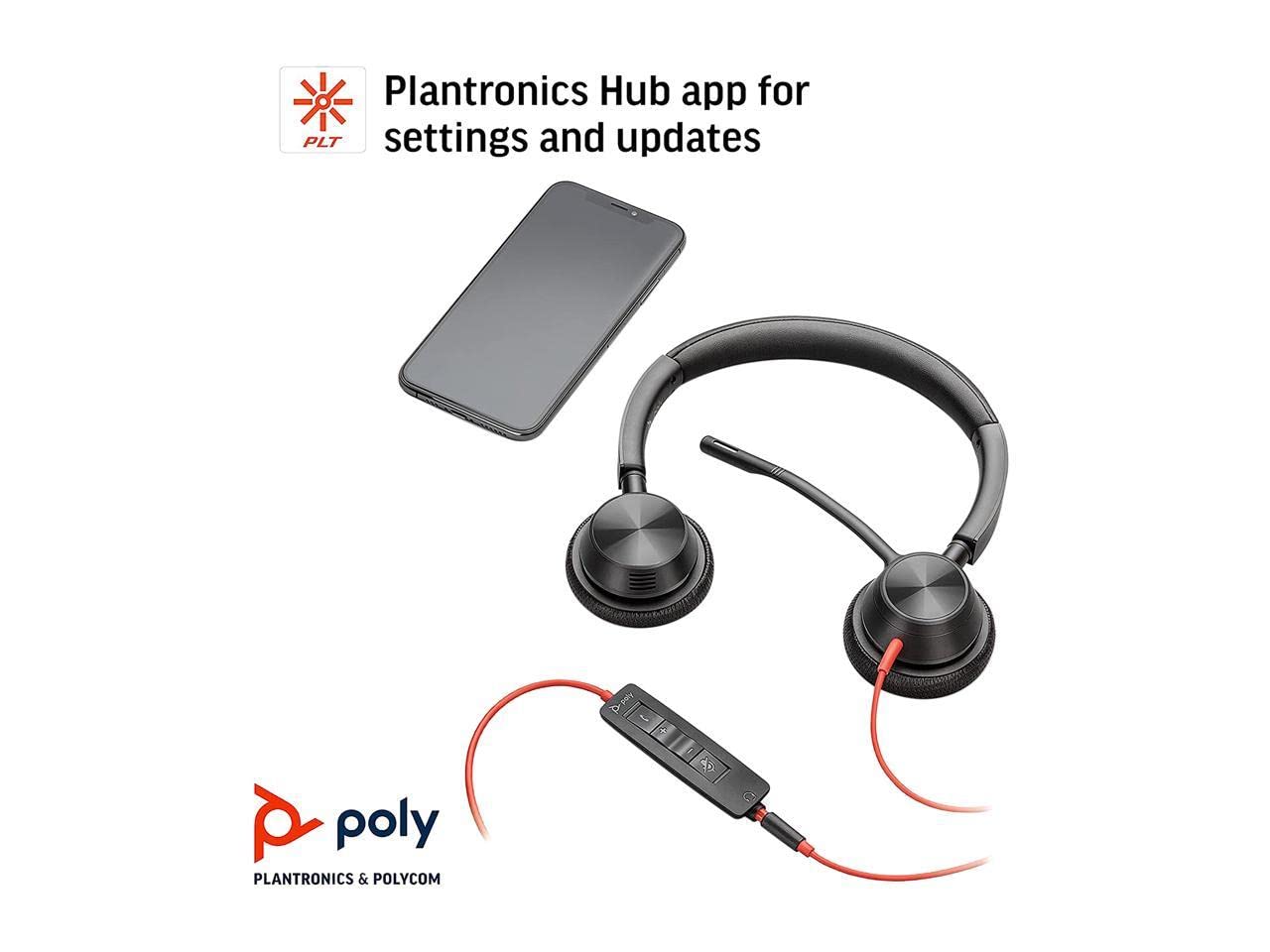 Microsoft Poly Blackwire 3325 USB-A Headset with Noise-Canceling Mic - Perfect for Office Calls, Remote Work & Online Meetings