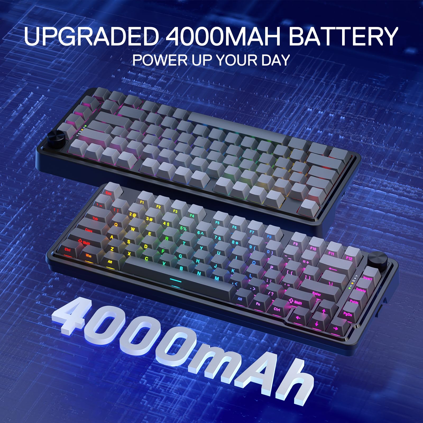 Redragon K673 GB 75% Wireless RGB Gaming Mechanical Keyboard - 3-Mode Connectivity (2.4G/Wired/Bluetooth), 81-Key Compact Design with Hot-Swap Sockets, PBT Keycaps, Dedicated Volume Knob & 5-Layer Noise Reduction | Perfect for PC Gaming, Office Work & Streaming Setup