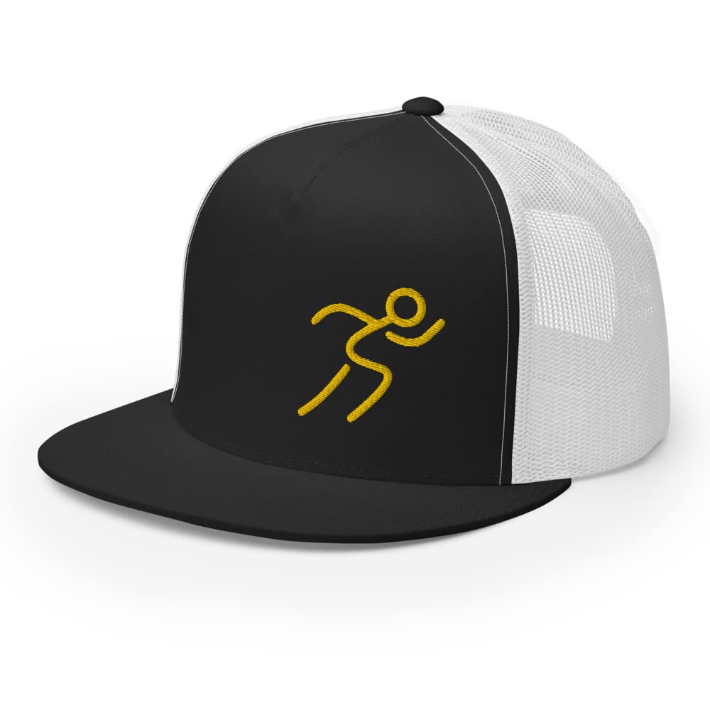 High Crown Trucker Hat Flat Bill - Embroidered Adjustable Snapback Baseball Cap for Men & Women - Perfect for Outdoor, Sports & Casual Wear