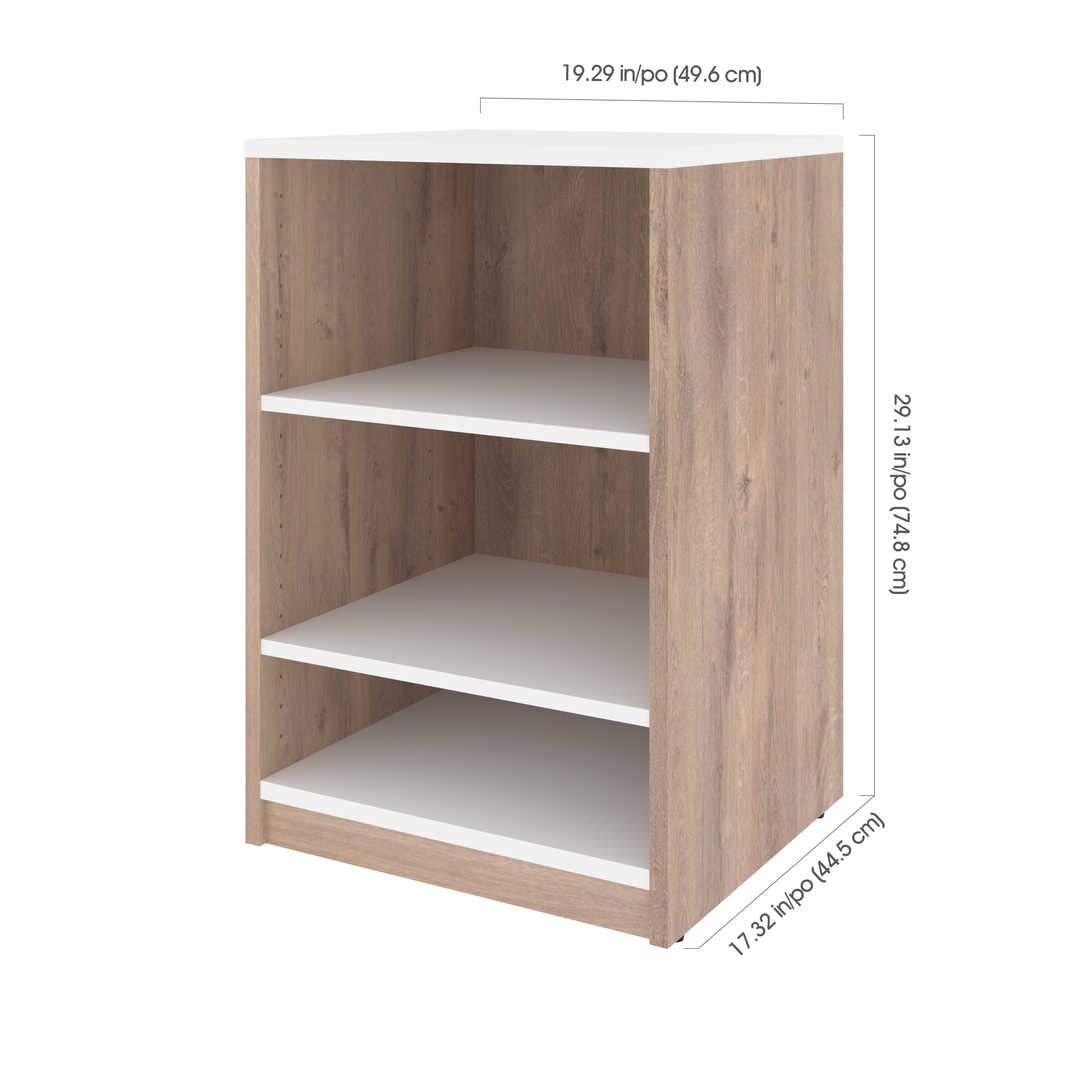 Bestar Cielo Nightstand - 20 Inch Rustic Brown & White Wooden Wardrobe Cabinet for Bedroom, Walk-in Closet, Entryway, Mudroom & Kitchen Pantry Storage - Perfect for Organizing Clothes, Shoes & Home Essentials
