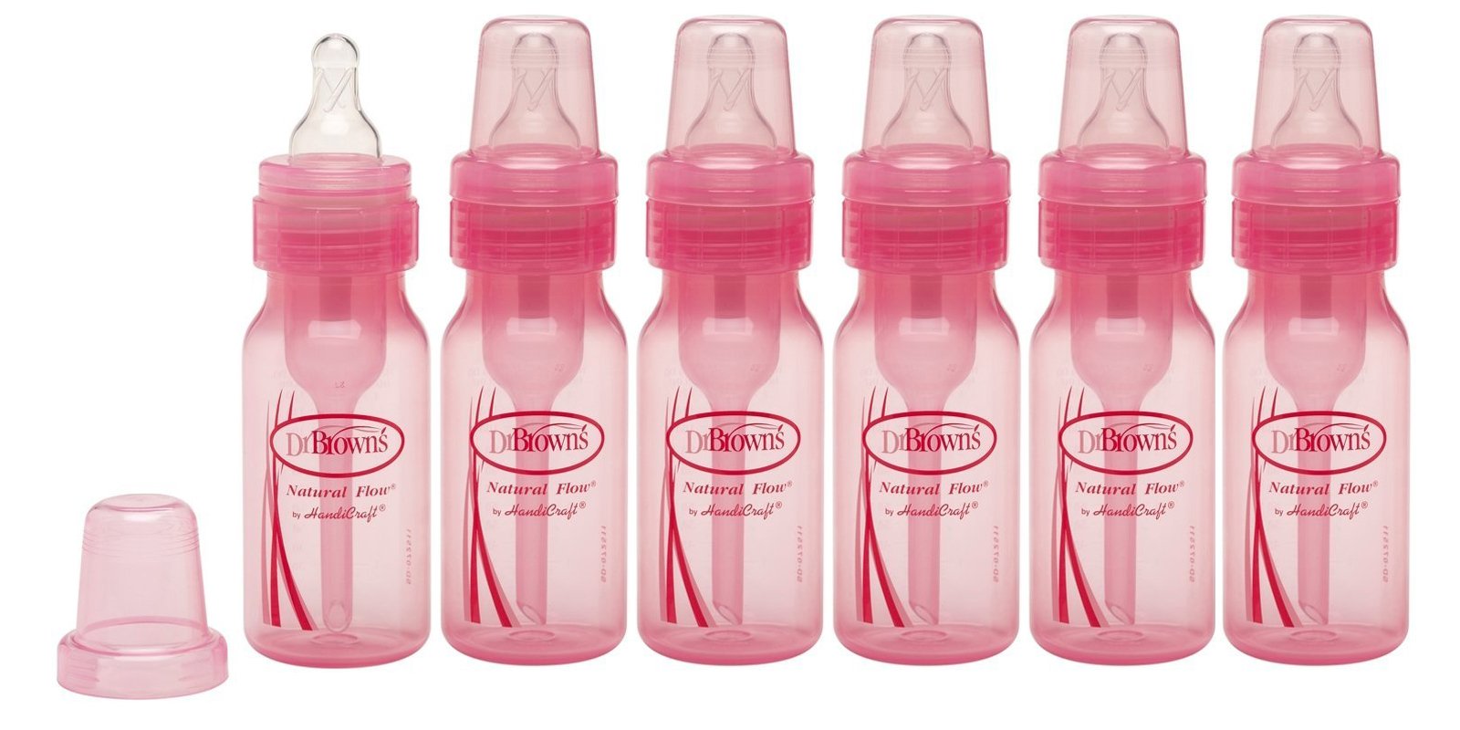 Dr. Brown's Pink 4 Ounce Baby Bottles - 6 Pack | BPA-Free Anti-Colic Bottles for Newborns & Infants | Perfect for Breastfeeding, Formula Feeding & On-the-Go Use