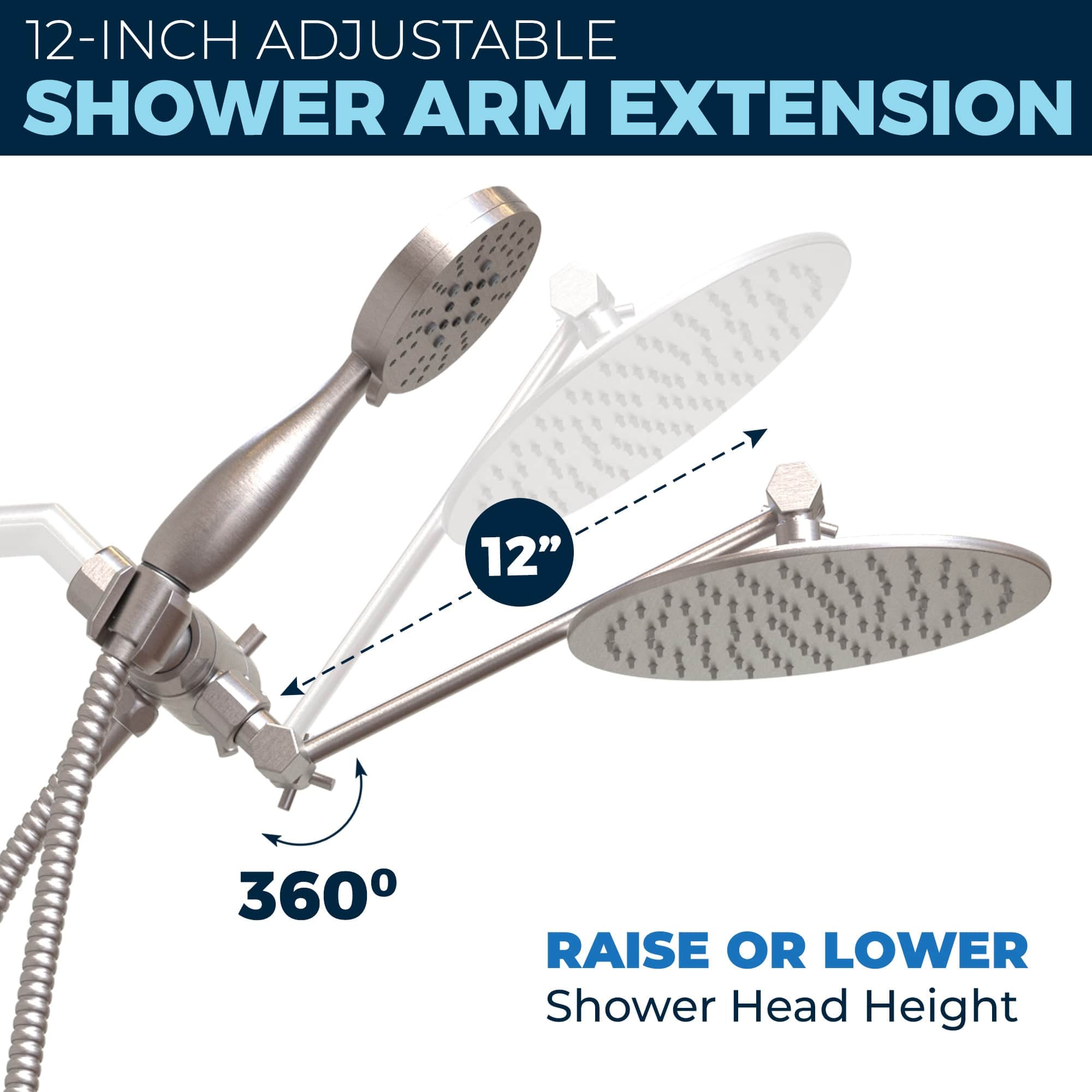 Premium All-Metal 3-Spray Dual Shower Head System with Adjustable Arm - 2.5 GPM Complete Shower Set with Valve & Trim Kit - Perfect for Master Bathrooms, Spa-Like Showers & Luxury Home Renovations