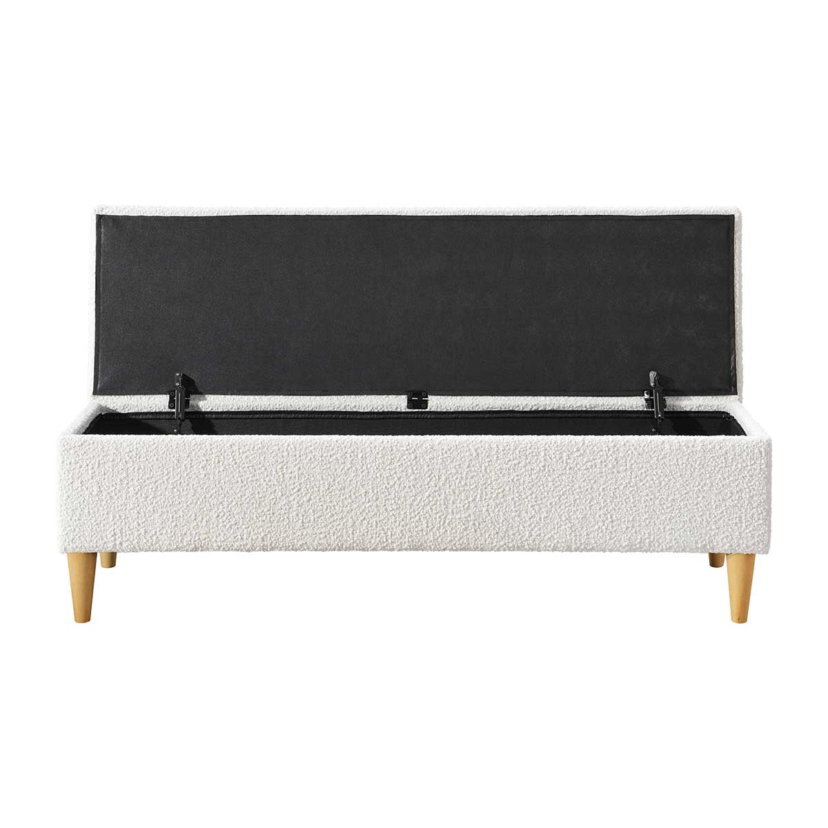 Charlotte Boucle Fabric Storage Bench with Tufted Seat - Stylish Entryway Organizer for Shoes, Blankets & Home Decor