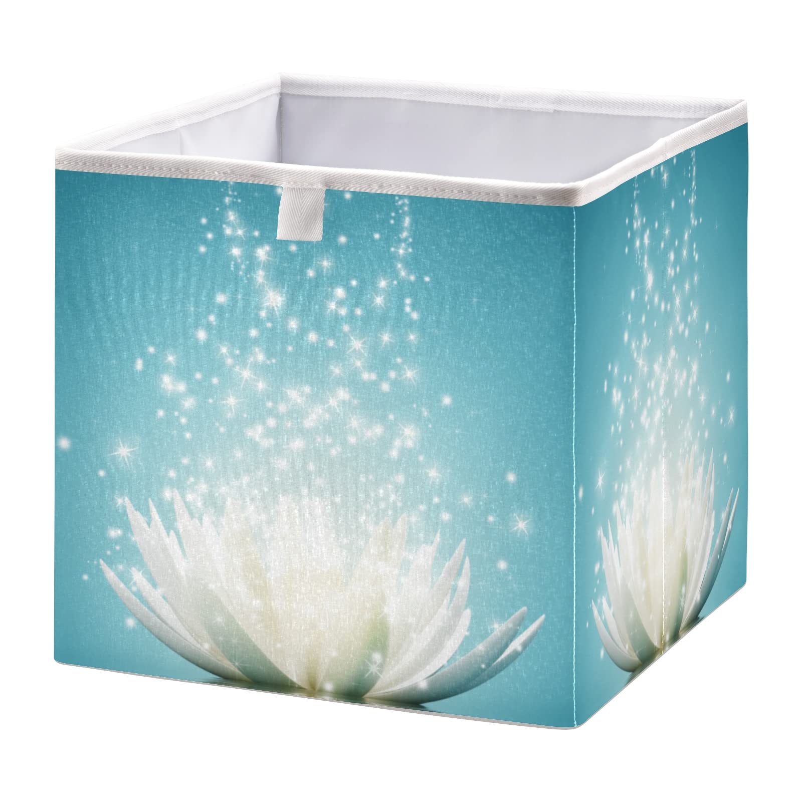 Magic Lotus Collapsible Storage Basket - Foldable Square Laundry Bin & Fabric Organizer for Bedroom, Living Room, Closet - Perfect for Toys, Blankets & Home Organization